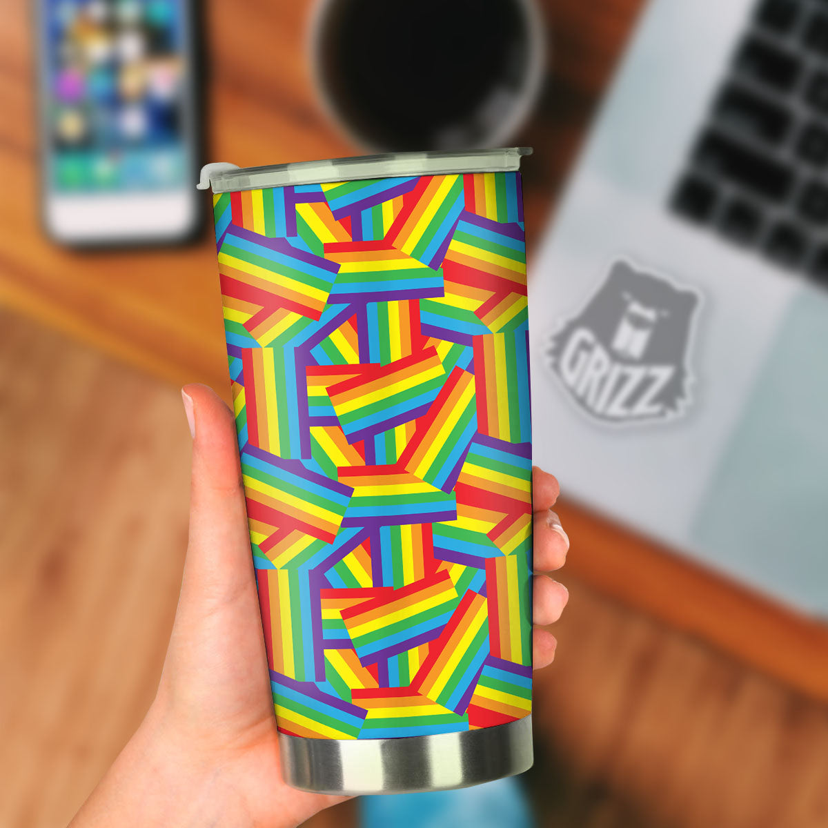 Rainbow Flag LGBT Pride Pattern Tumbler-grizzshop