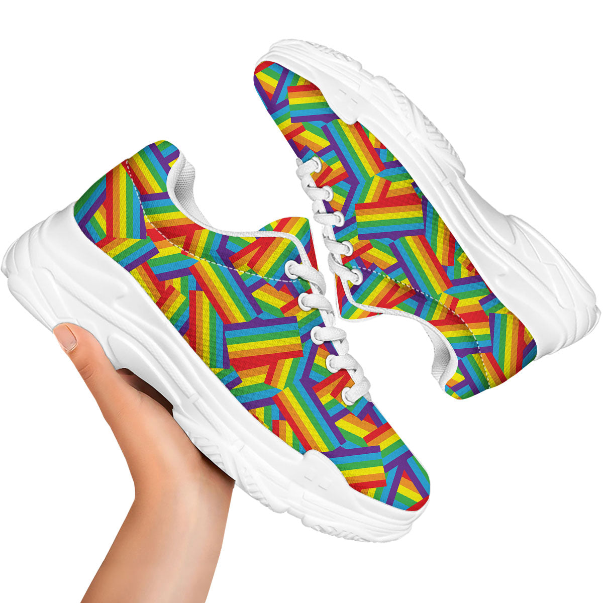 Rainbow Flag LGBT Pride Pattern White Chunky Shoes-grizzshop