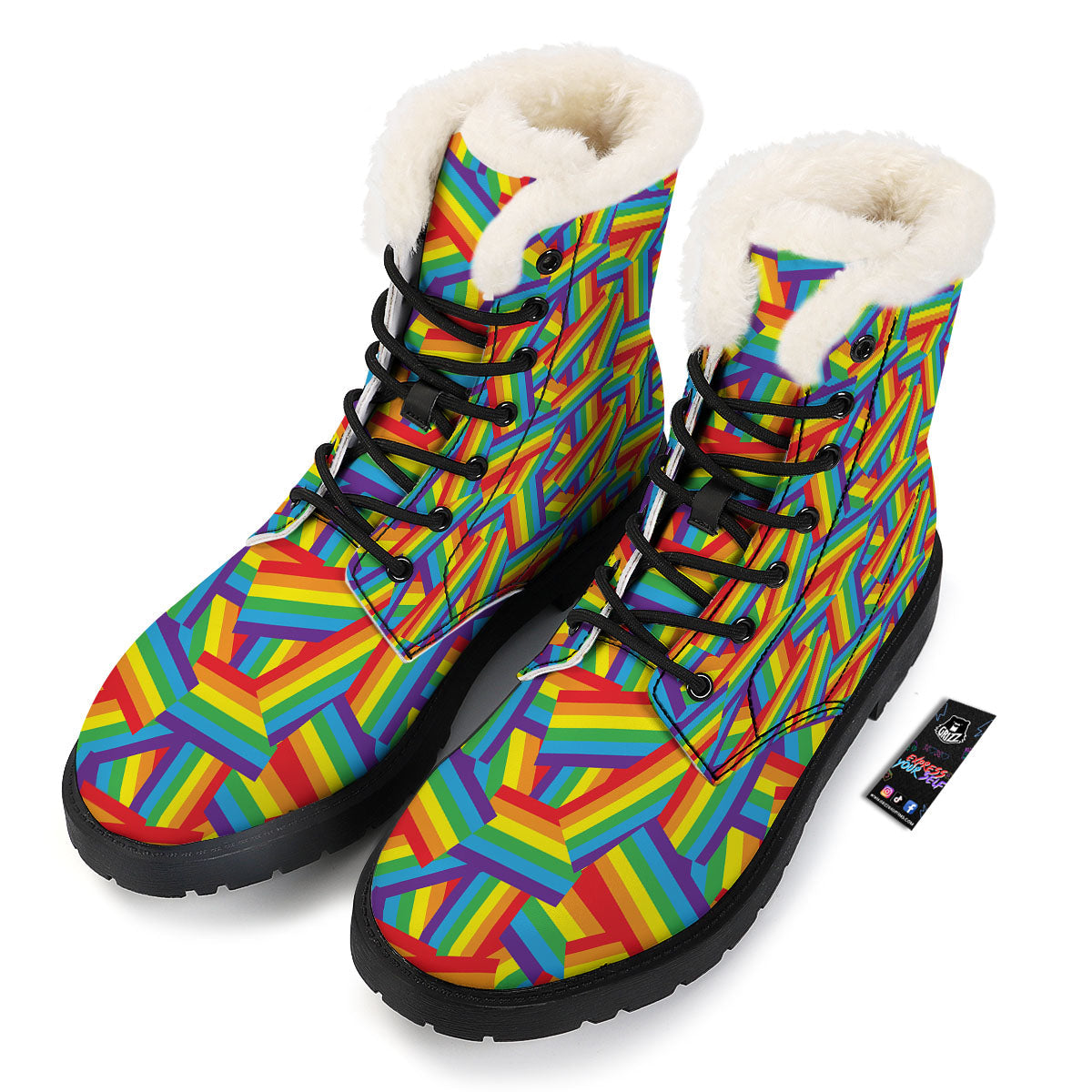 Rainbow Flag LGBT Pride Pattern Winter Boots-grizzshop