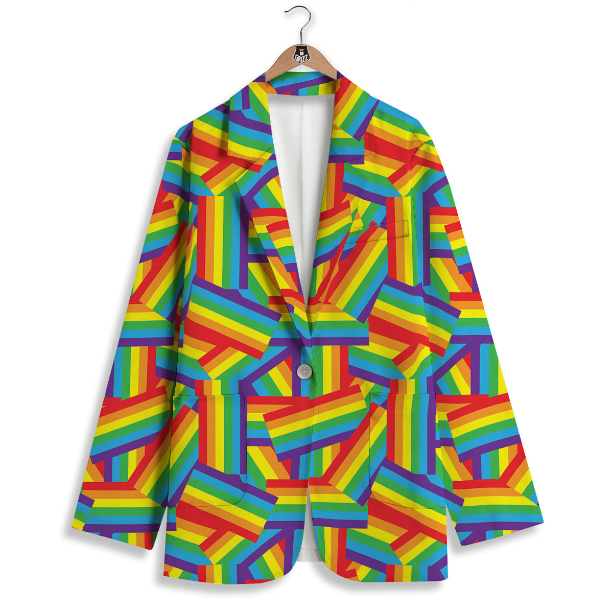 Rainbow Flag LGBT Pride Pattern Women's Blazer-grizzshop