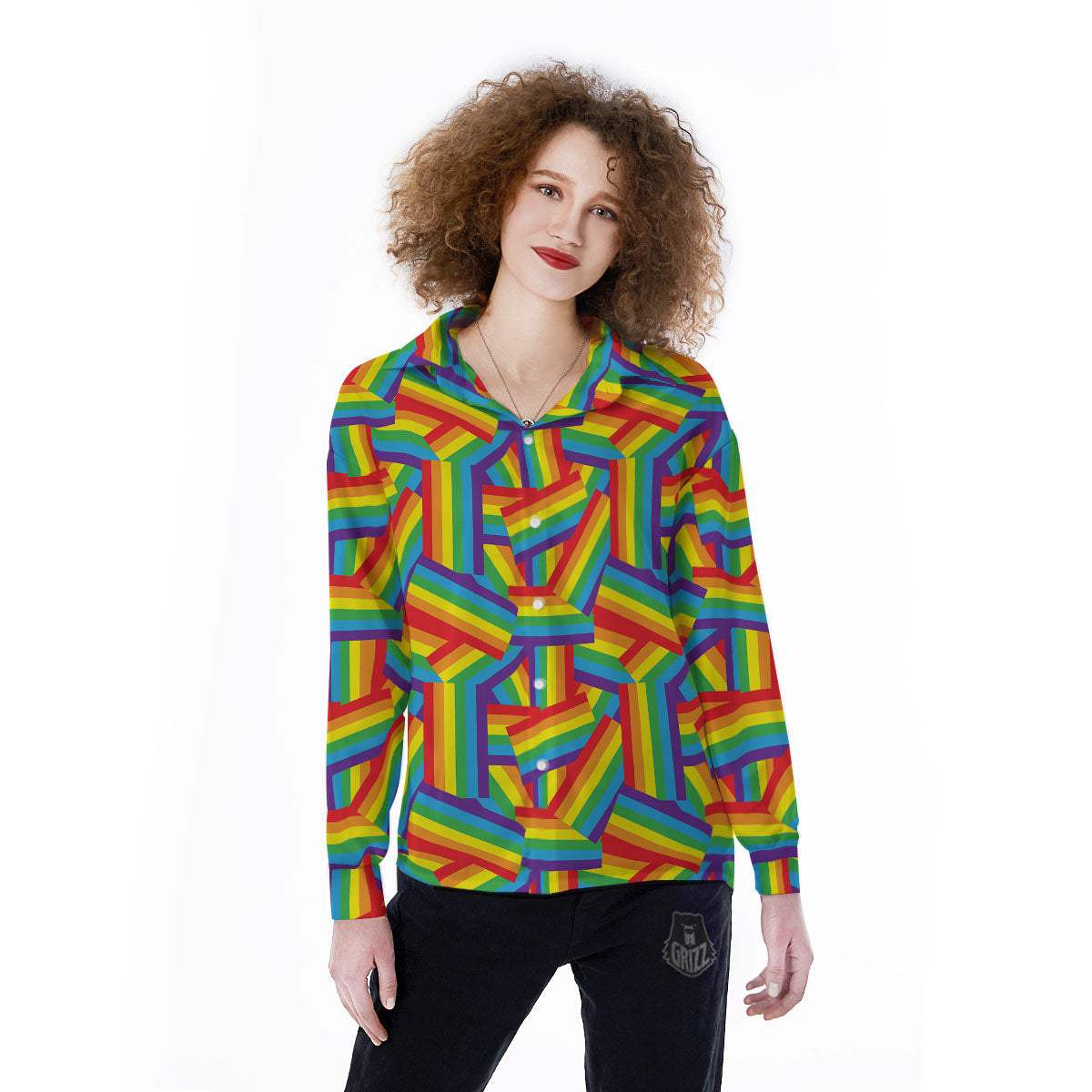 Rainbow Flag LGBT Pride Pattern Women's Long Sleeve Shirts-grizzshop