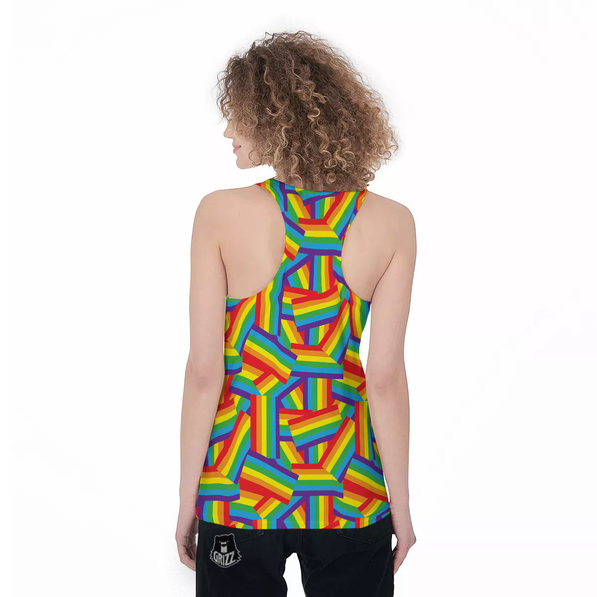 Rainbow Flag LGBT Pride Pattern Women's Racerback Tank Top-grizzshop