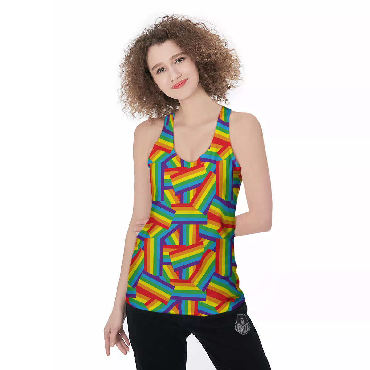 Rainbow Flag LGBT Pride Pattern Women's Racerback Tank Top-grizzshop