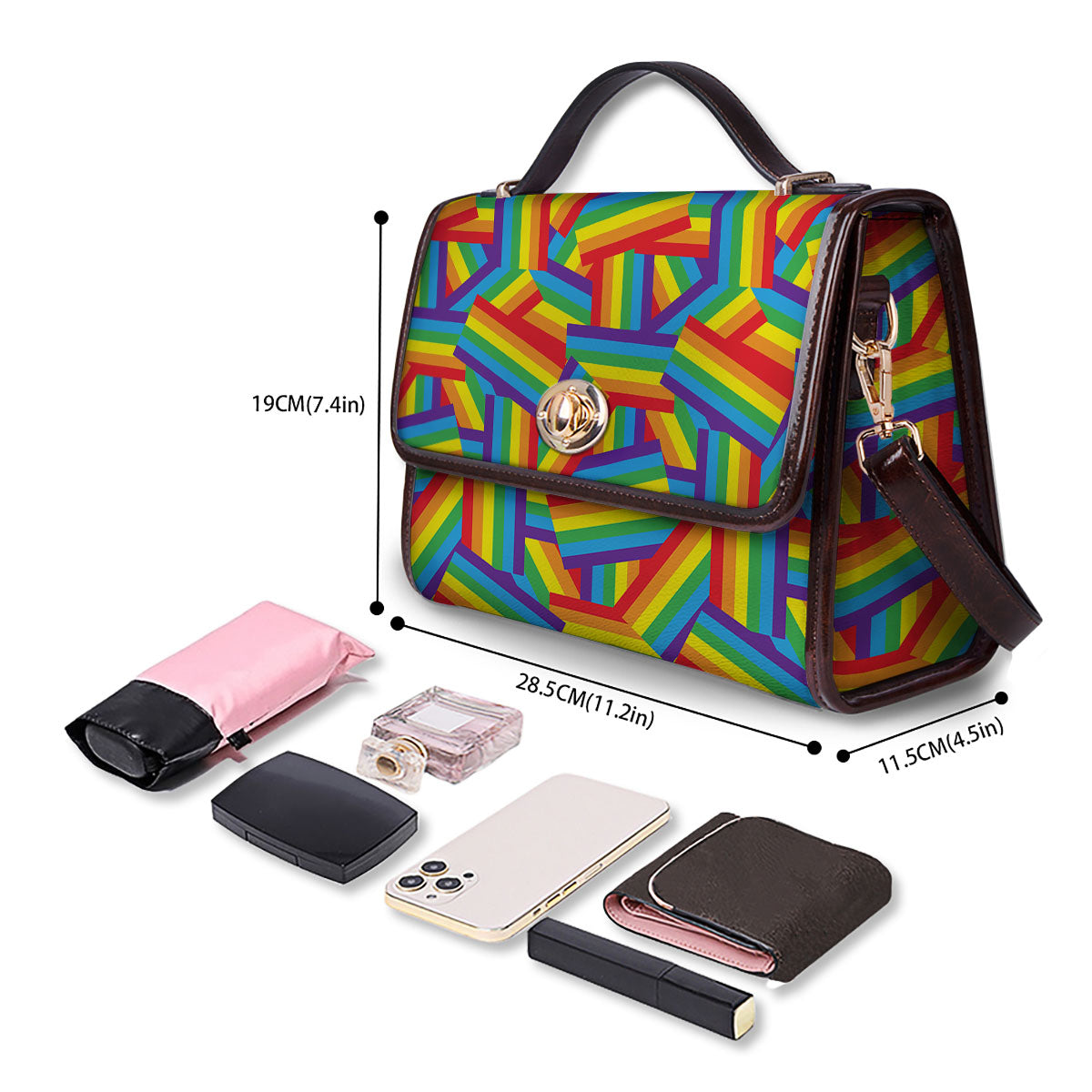 Rainbow Flag LGBT Pride Pattern Women's Satchel Bag-grizzshop