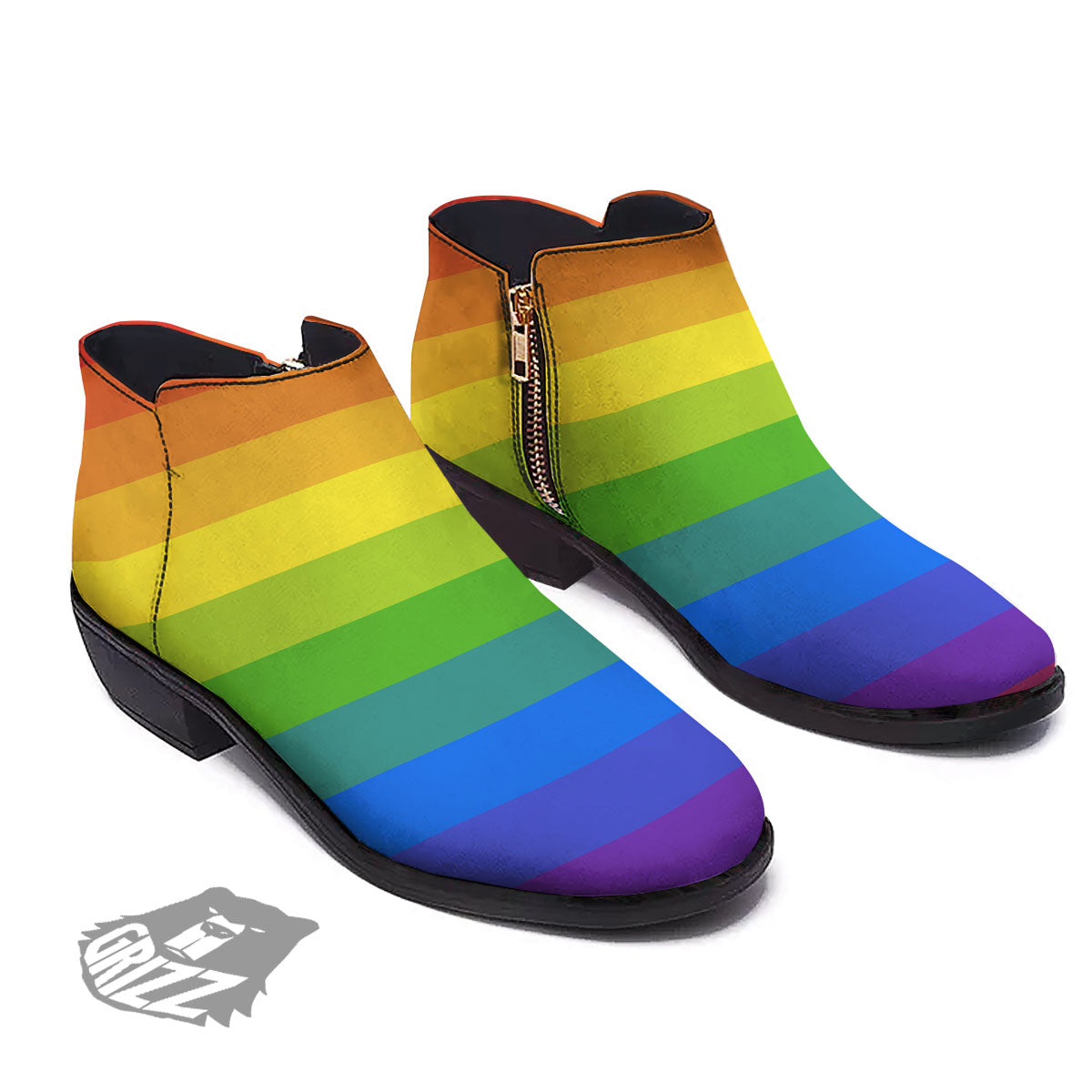 Rainbow Flag LGBT Pride Print Ankle Boots-grizzshop