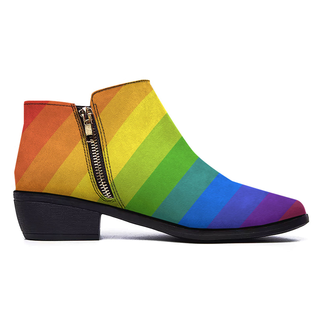 Rainbow Flag LGBT Pride Print Ankle Boots-grizzshop