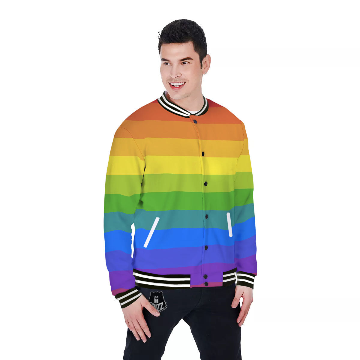 Rainbow Flag LGBT Pride Print Baseball Jacket-grizzshop