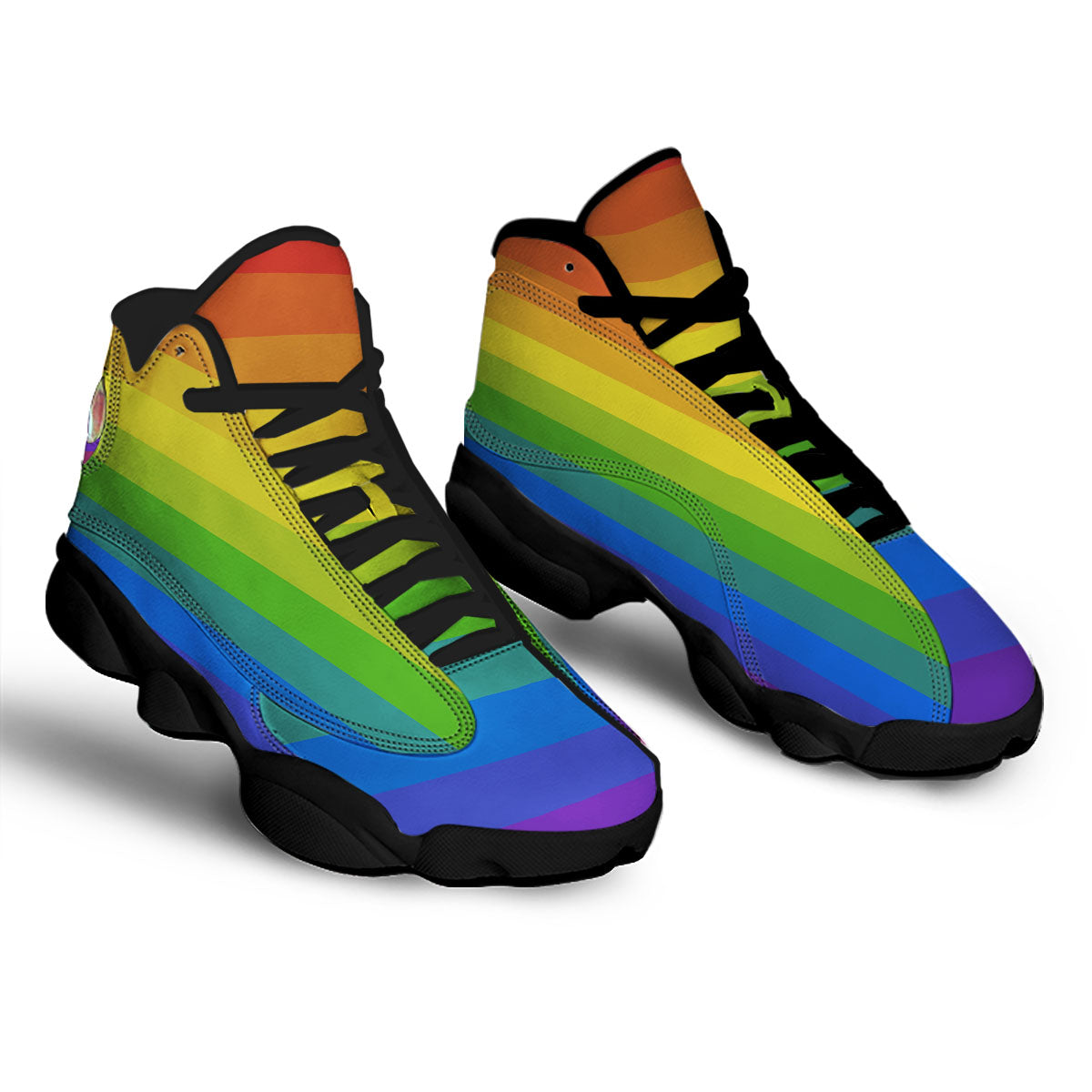 Rainbow Flag LGBT Pride Print Black Basketball Shoes-grizzshop