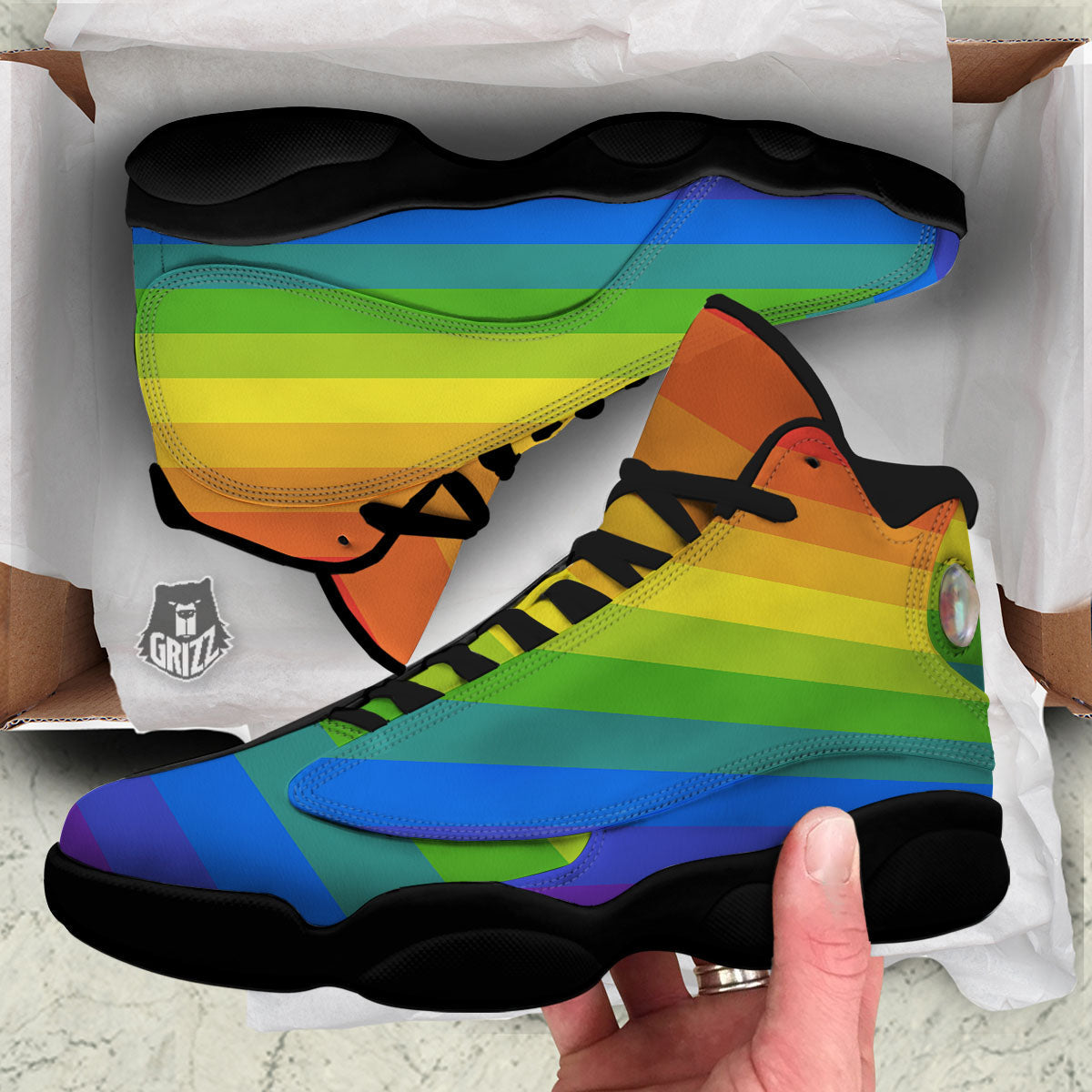Rainbow Flag LGBT Pride Print Black Basketball Shoes-grizzshop