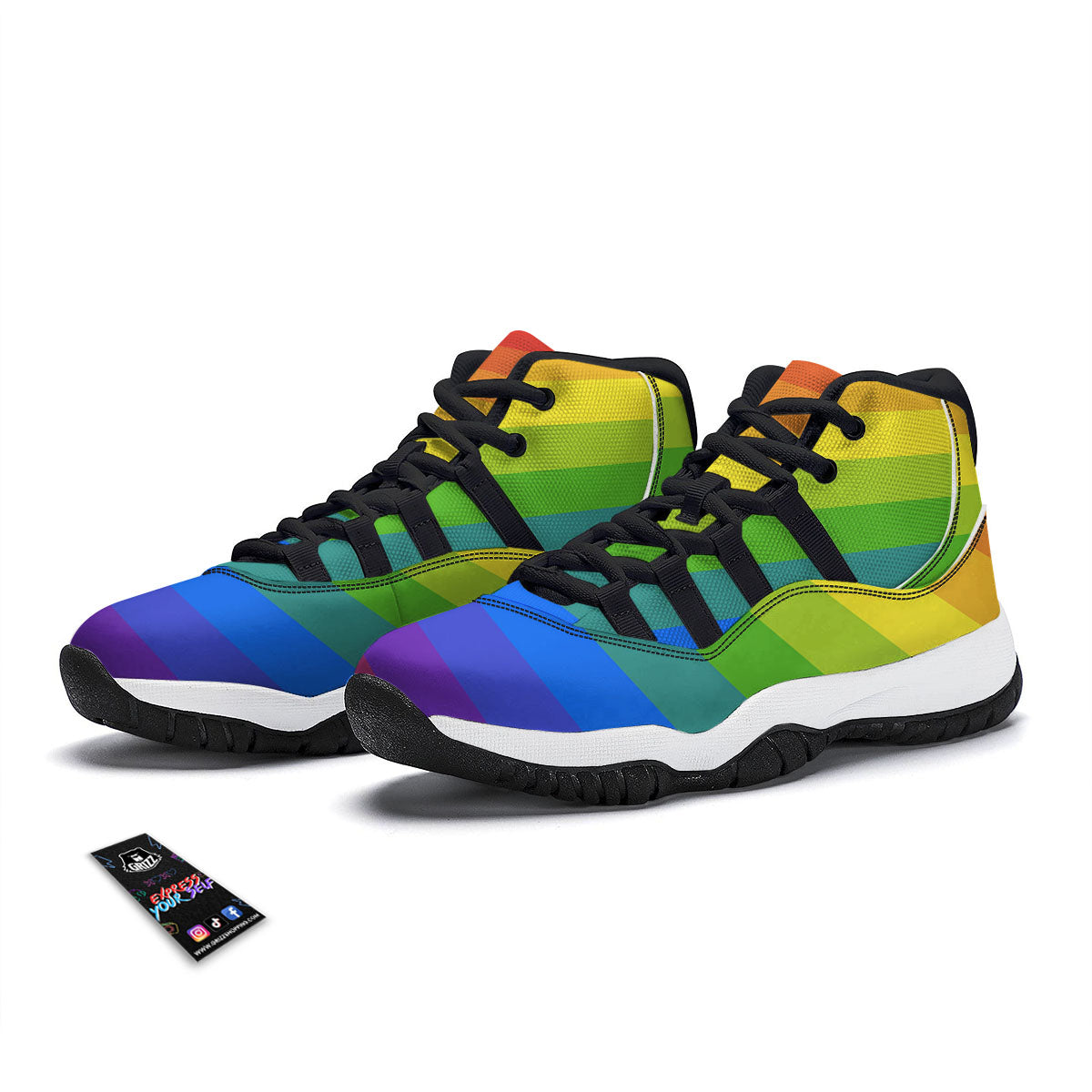 Rainbow Flag LGBT Pride Print Black Bball Shoes-grizzshop