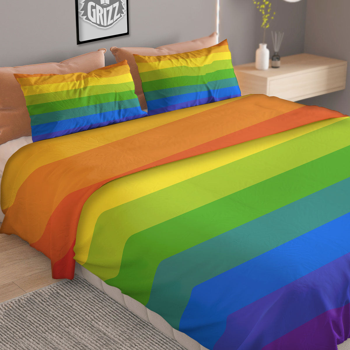 Rainbow Flag LGBT Pride Print Duvet Cover Bedding Set