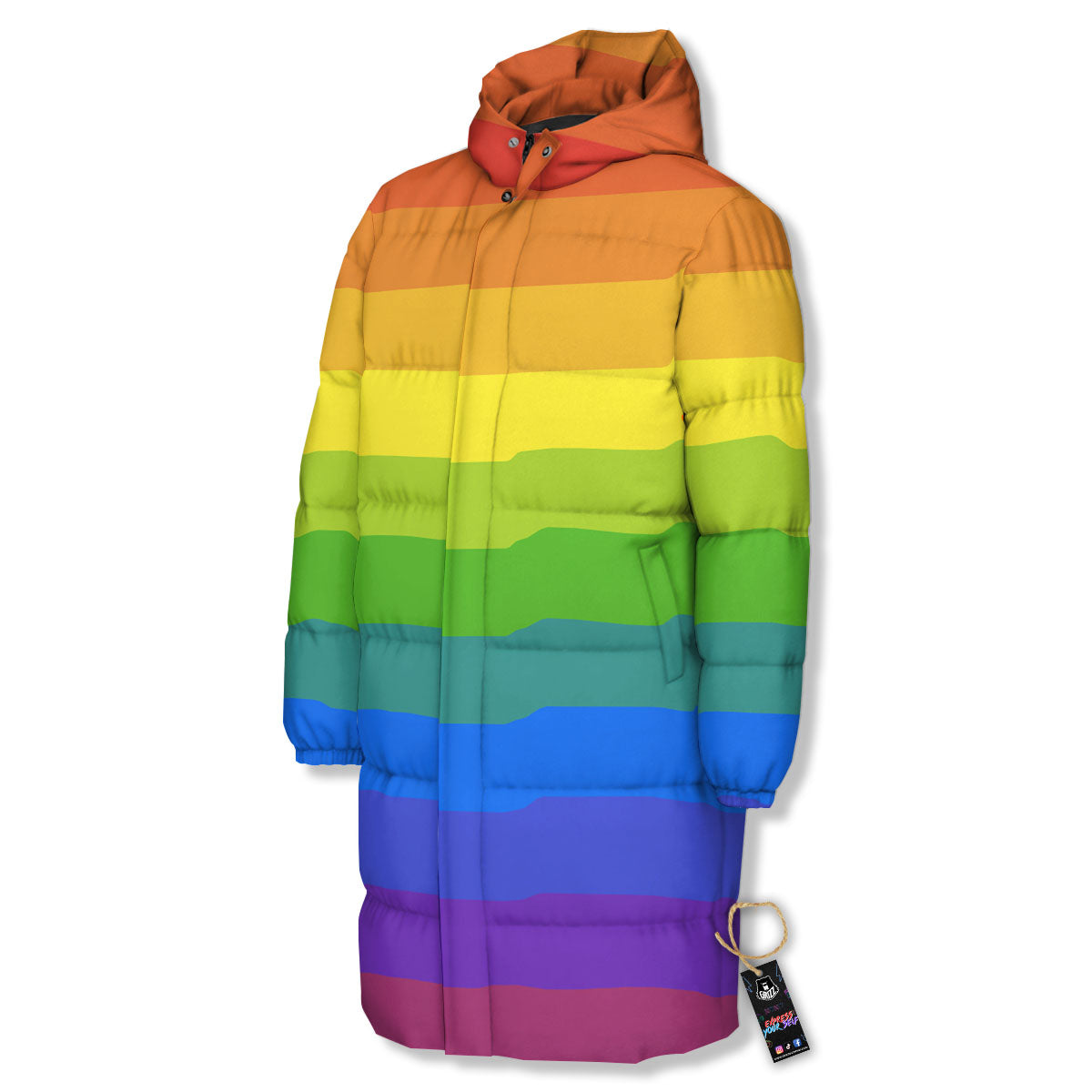 Rainbow Flag LGBT Pride Print Long Down Jacket-grizzshop