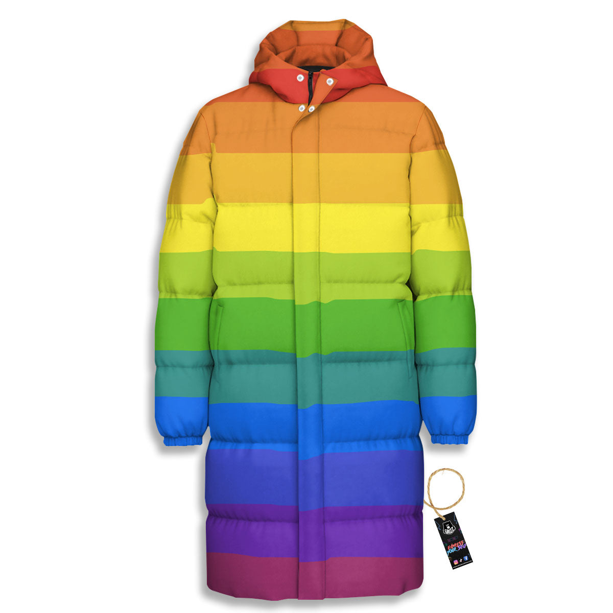 Rainbow Flag LGBT Pride Print Long Down Jacket-grizzshop