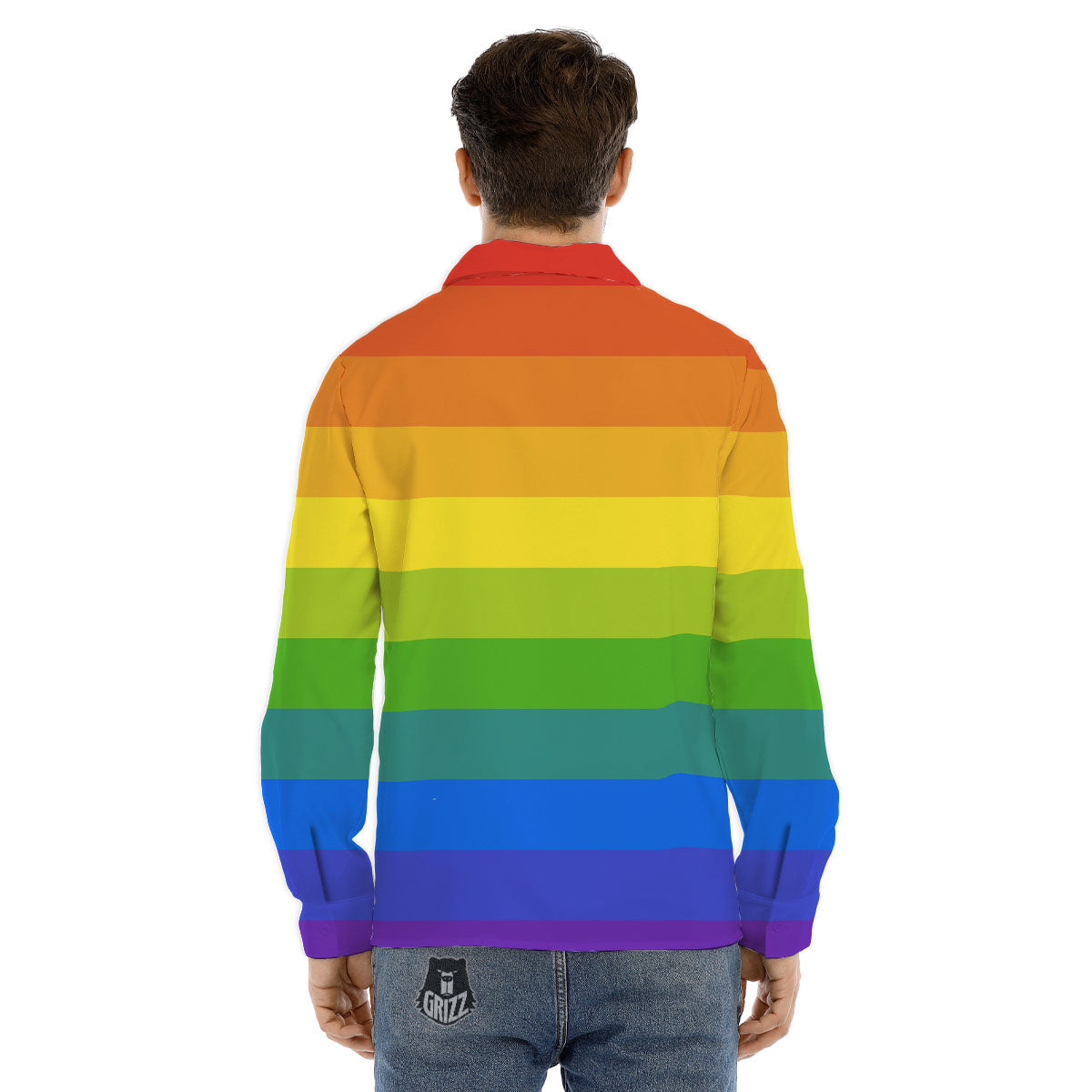 Rainbow Flag LGBT Pride Print Men's Dress Shirts-grizzshop