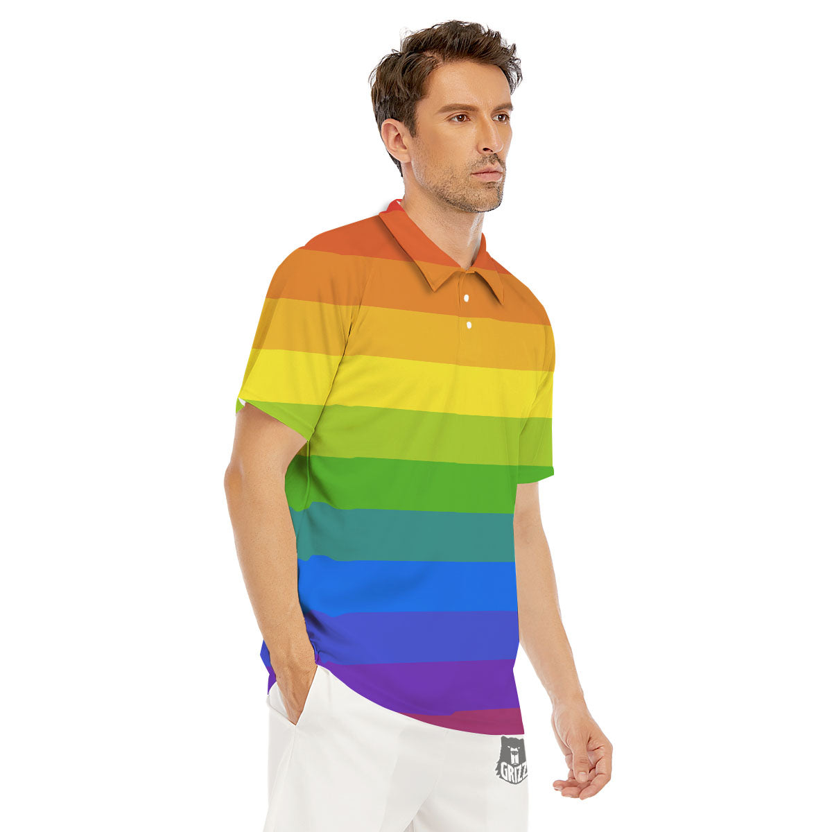 Rainbow Flag LGBT Pride Print Men's Golf Shirts-grizzshop