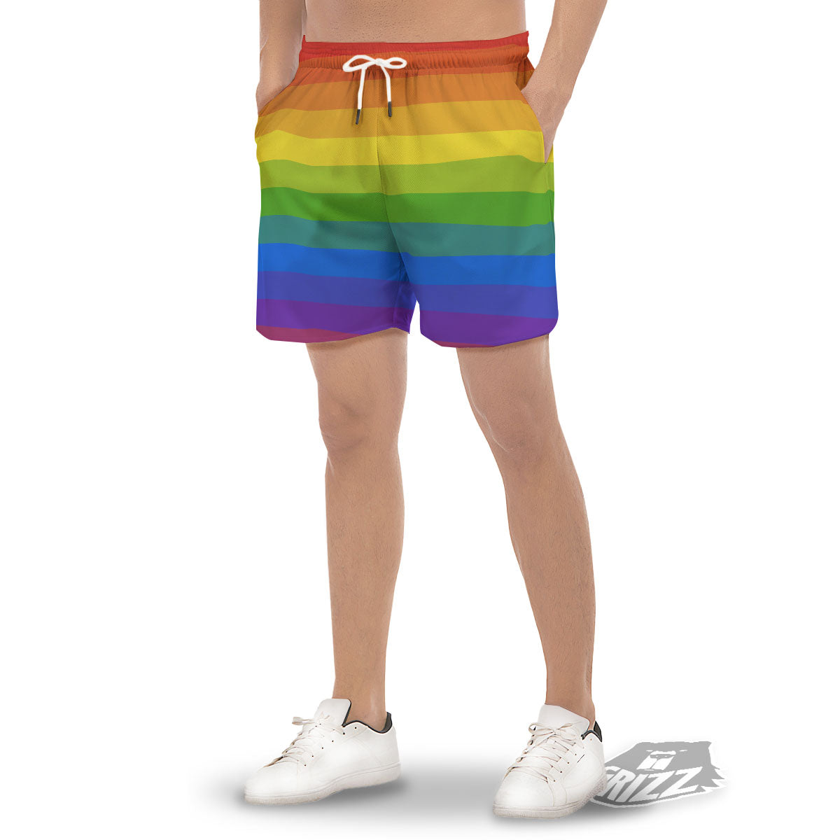 Rainbow Flag LGBT Pride Print Men's Gym Shorts-grizzshop