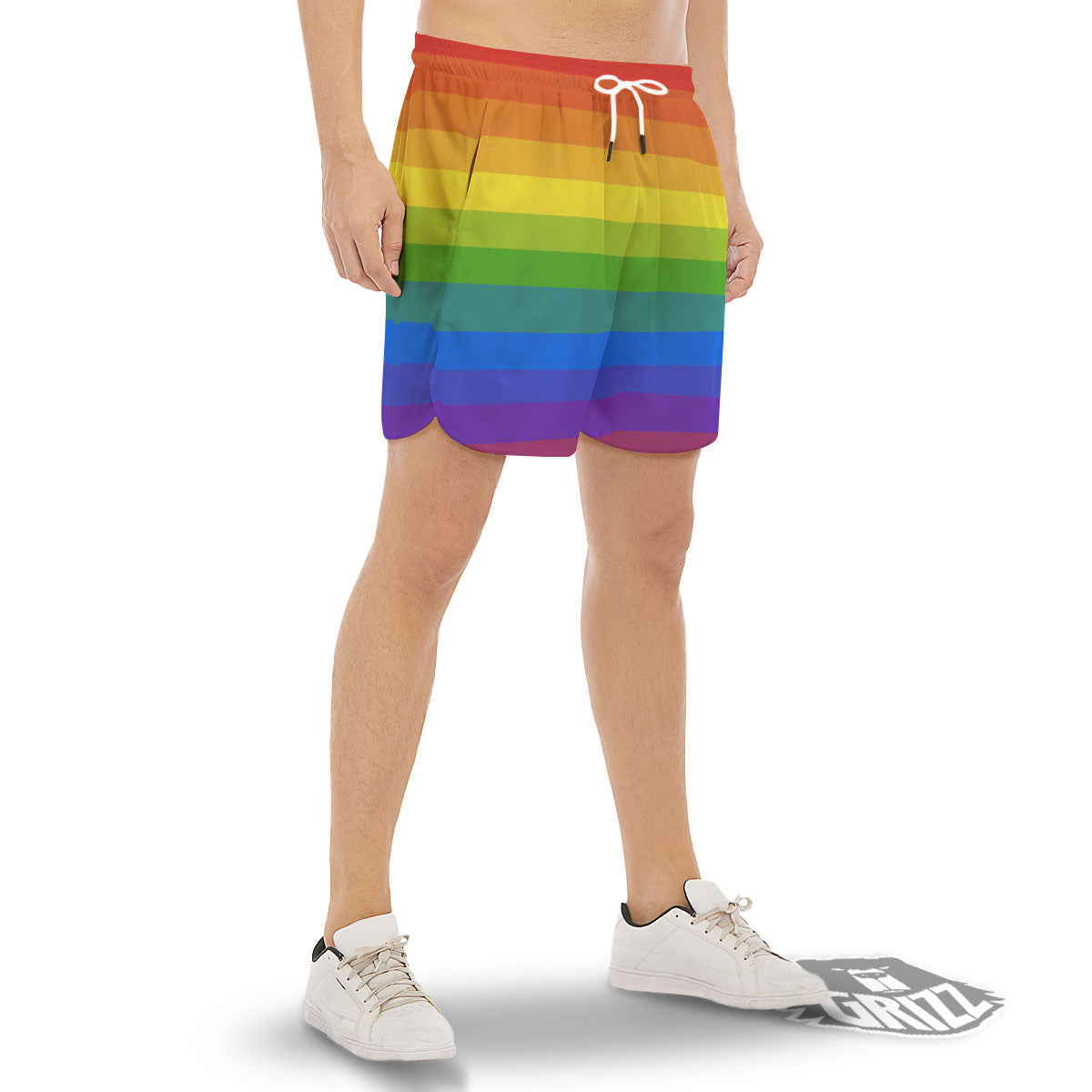 Rainbow Flag LGBT Pride Print Men's Gym Shorts-grizzshop