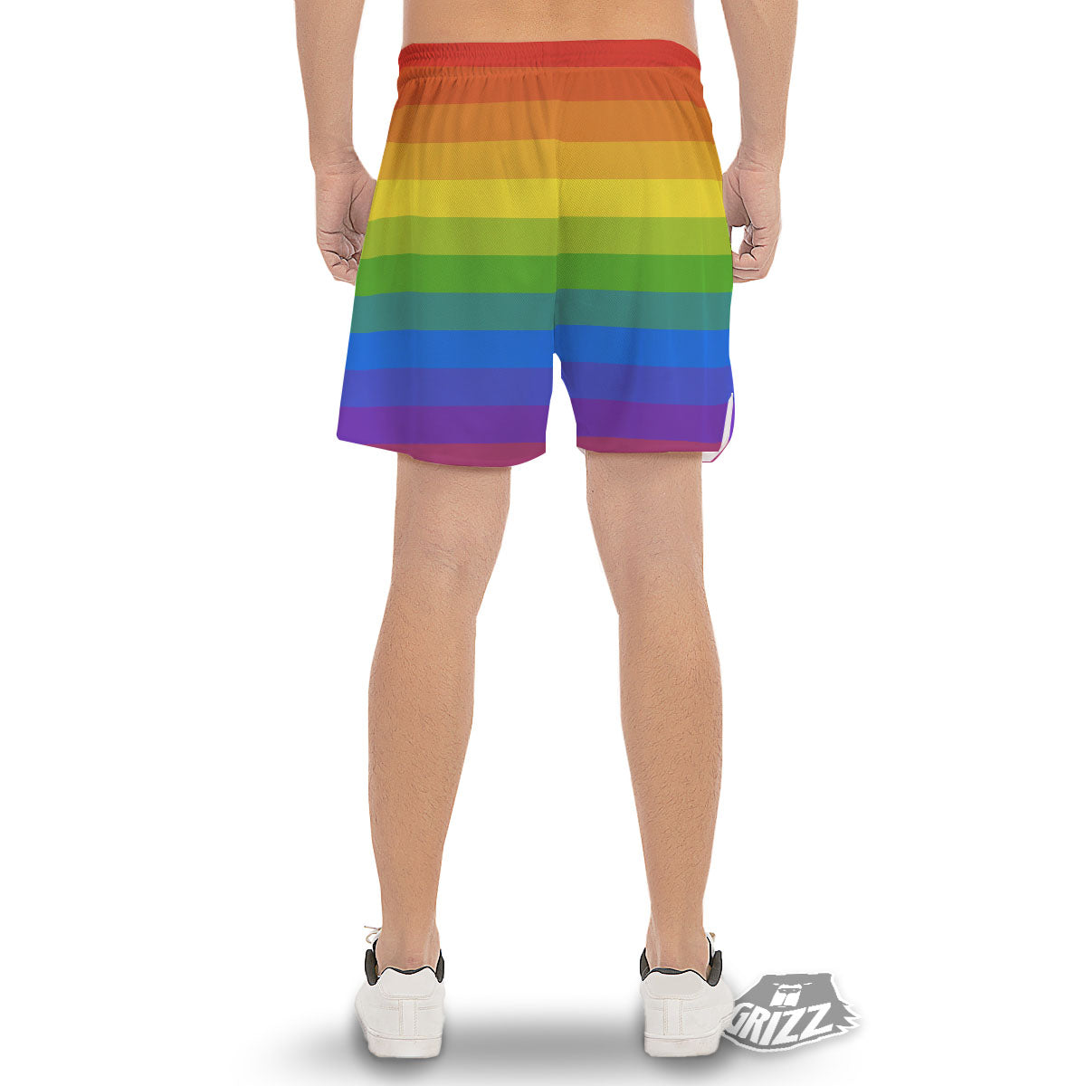 Rainbow Flag LGBT Pride Print Men's Gym Shorts-grizzshop