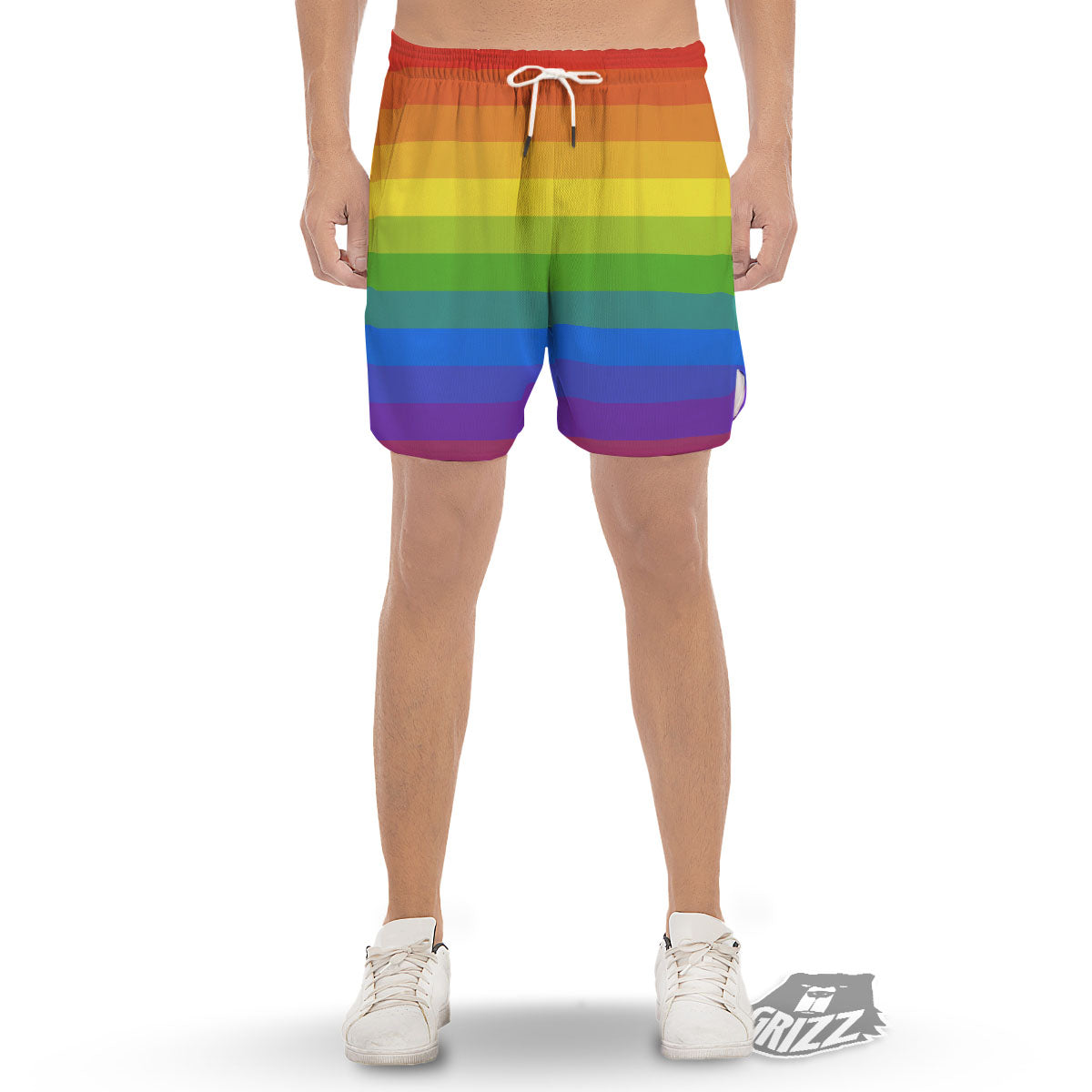 Rainbow Flag LGBT Pride Print Men's Gym Shorts-grizzshop