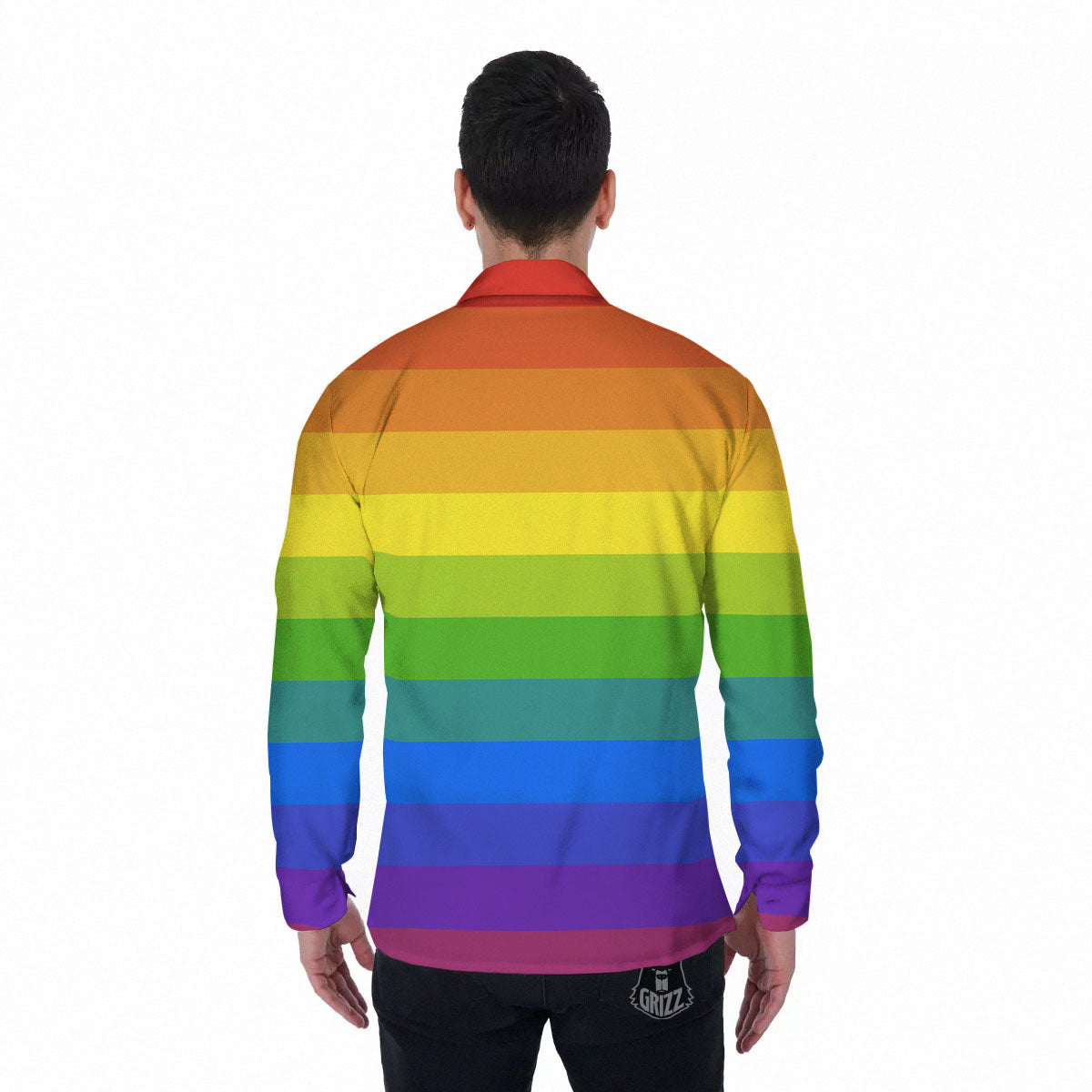 Rainbow Flag LGBT Pride Print Men's Long Sleeve Shirts-grizzshop