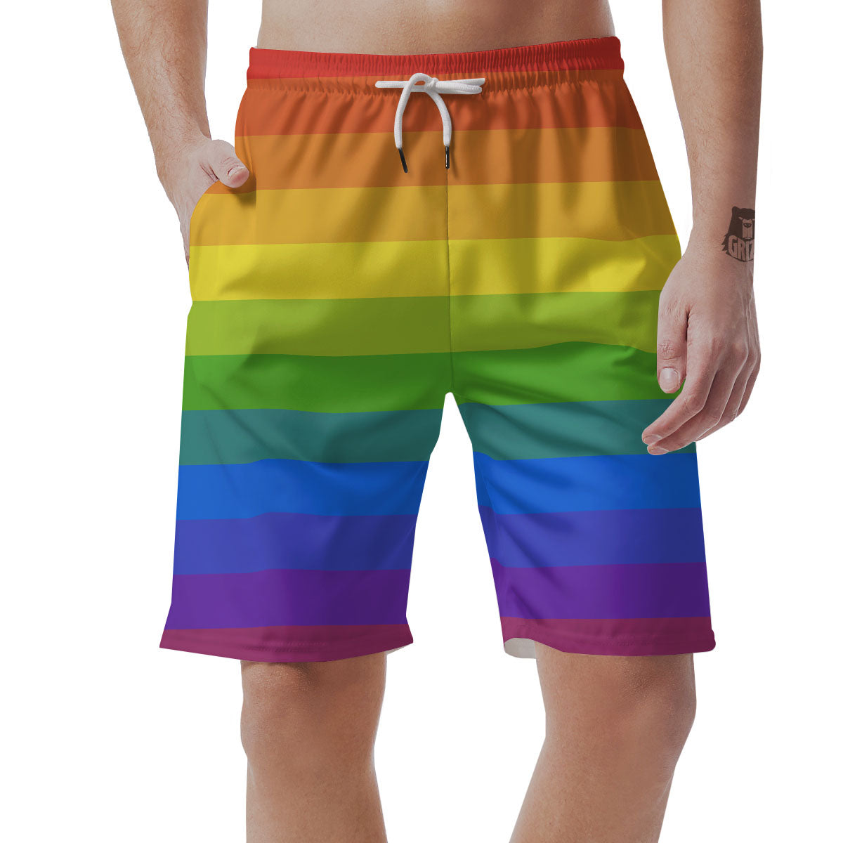 Rainbow Flag LGBT Pride Print Men's Shorts-grizzshop