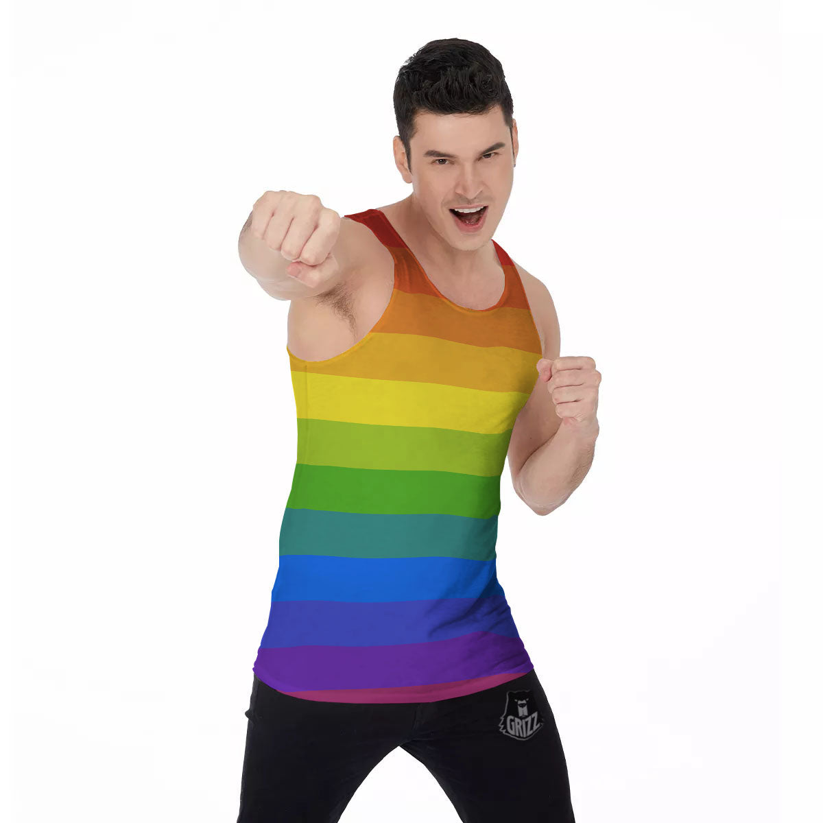 Rainbow Flag LGBT Pride Print Men's Tank Top-grizzshop