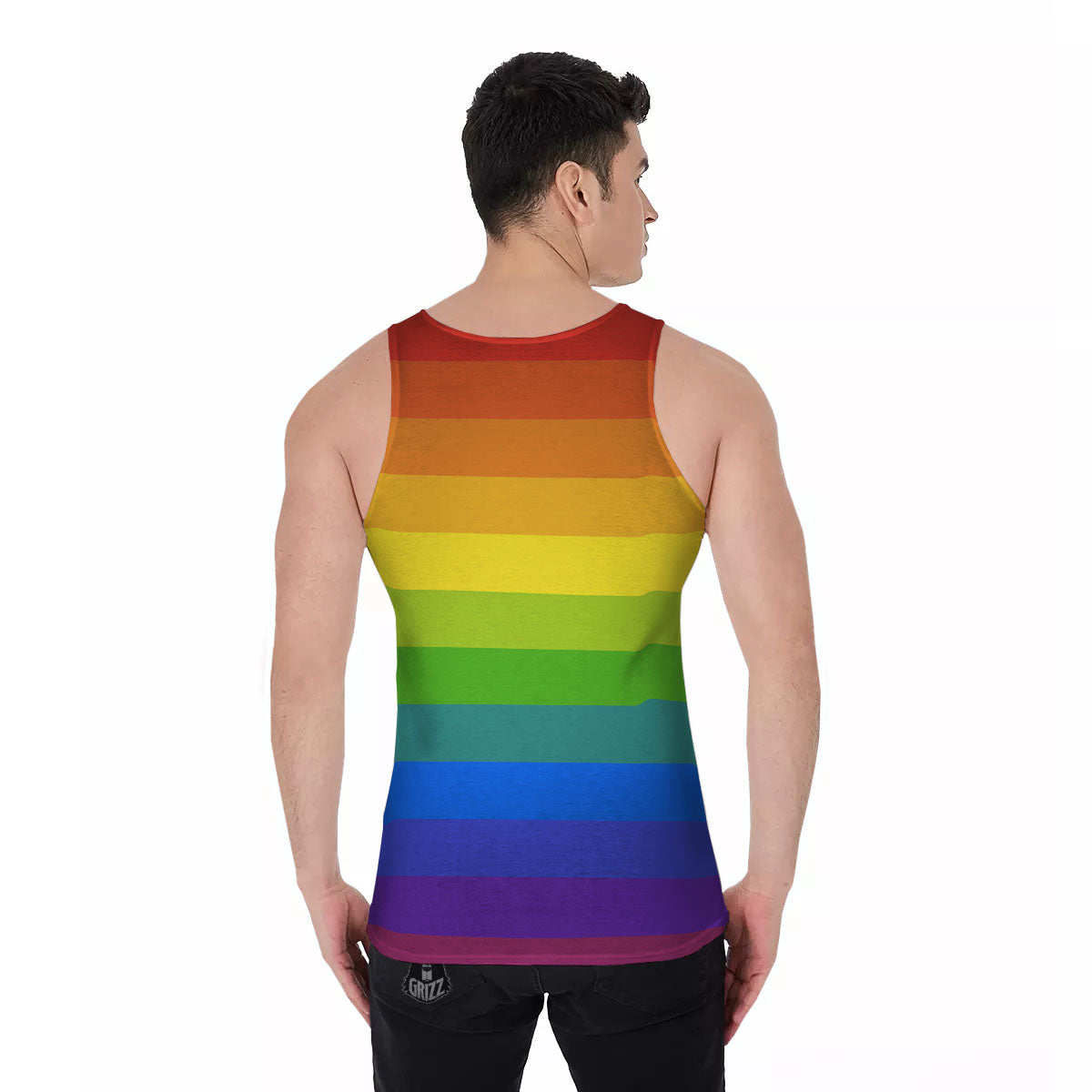 Rainbow Flag LGBT Pride Print Men's Tank Top-grizzshop