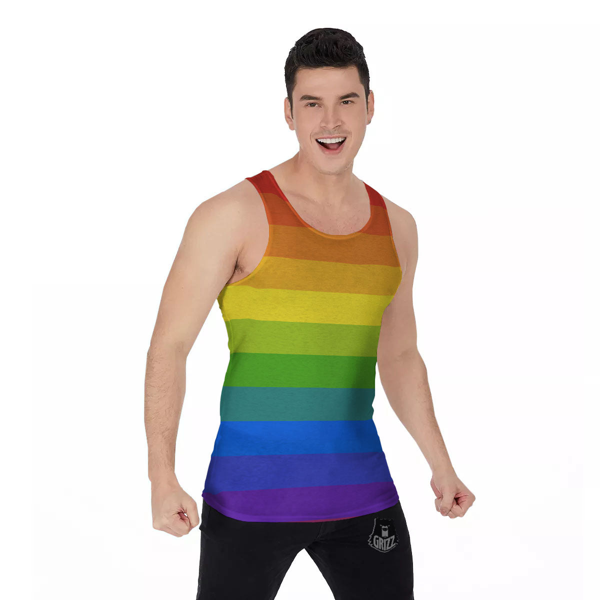 Rainbow Flag LGBT Pride Print Men's Tank Top-grizzshop