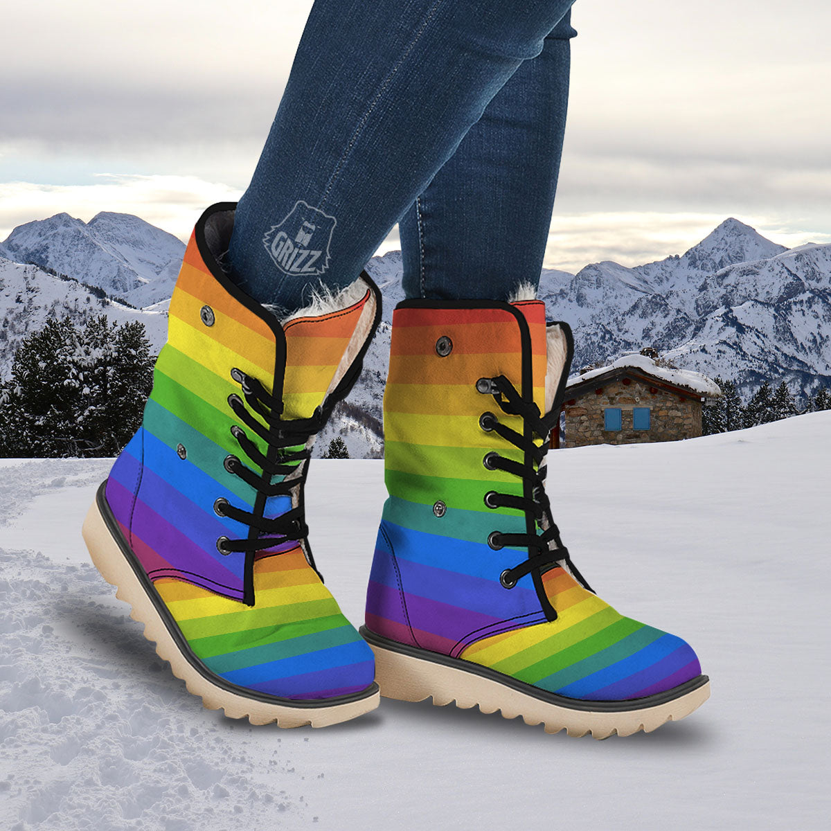 Rainbow Flag LGBT Pride Print Snow Boots-grizzshop