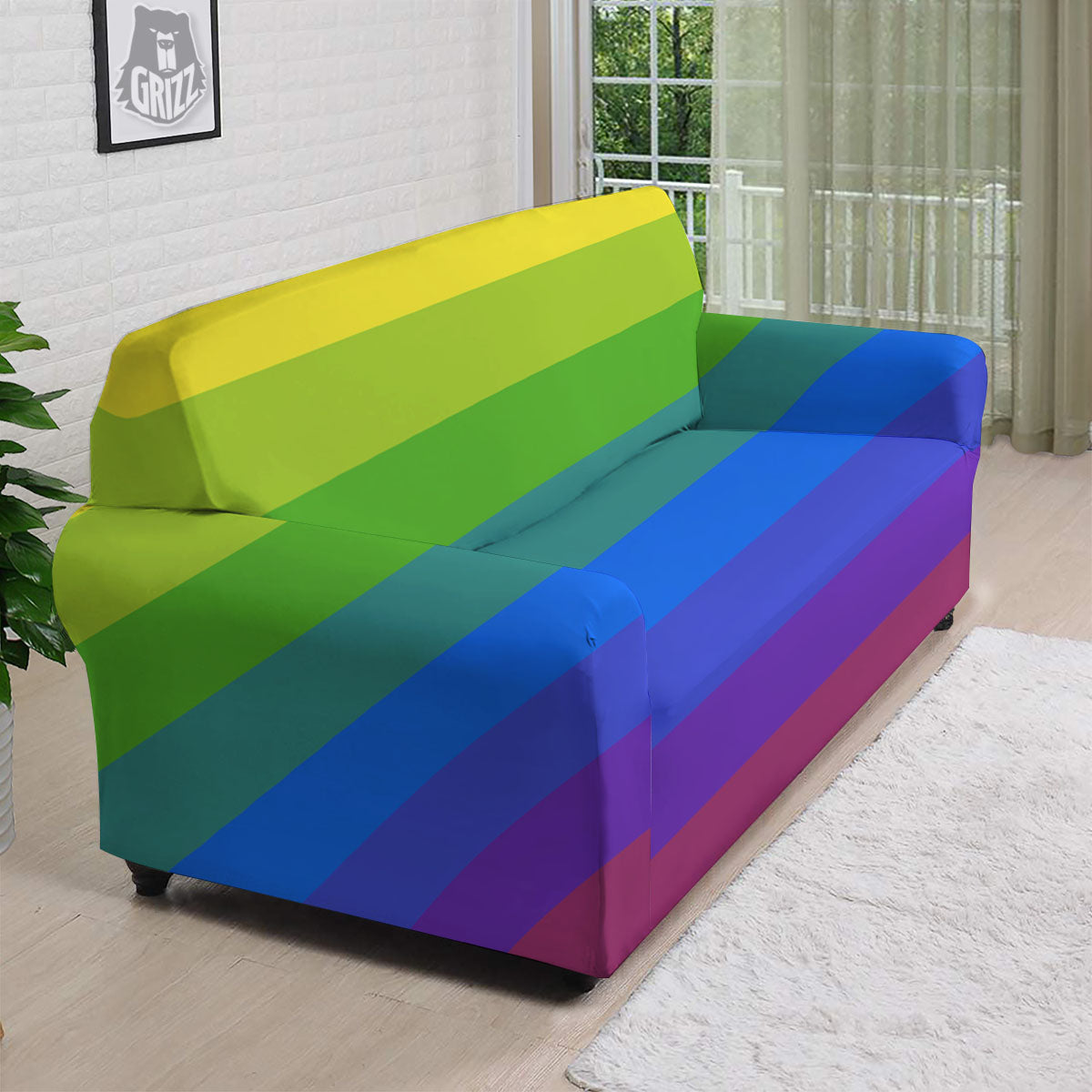 Rainbow Flag LGBT Pride Print Sofa Cover-grizzshop