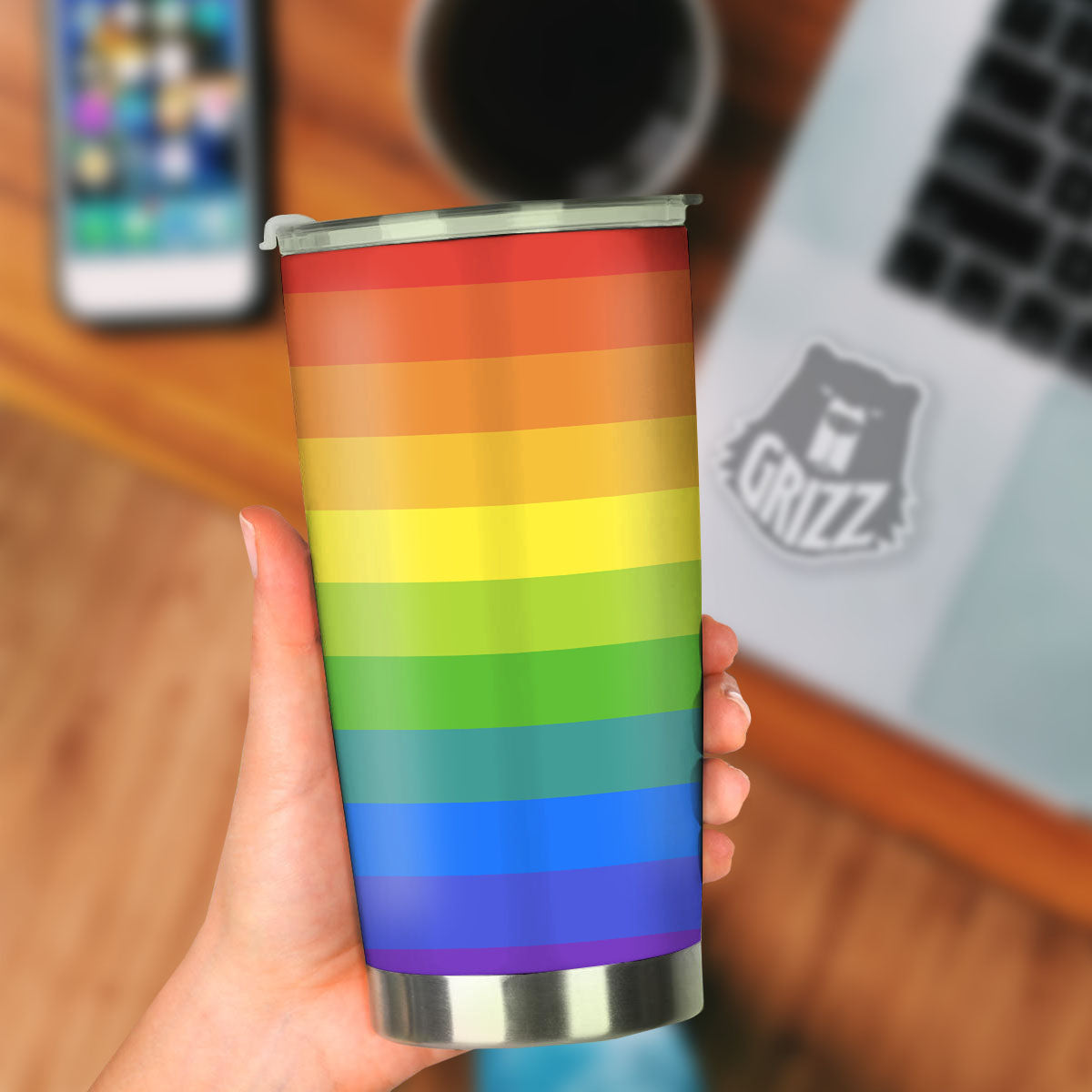 Rainbow Flag LGBT Pride Print Tumbler-grizzshop