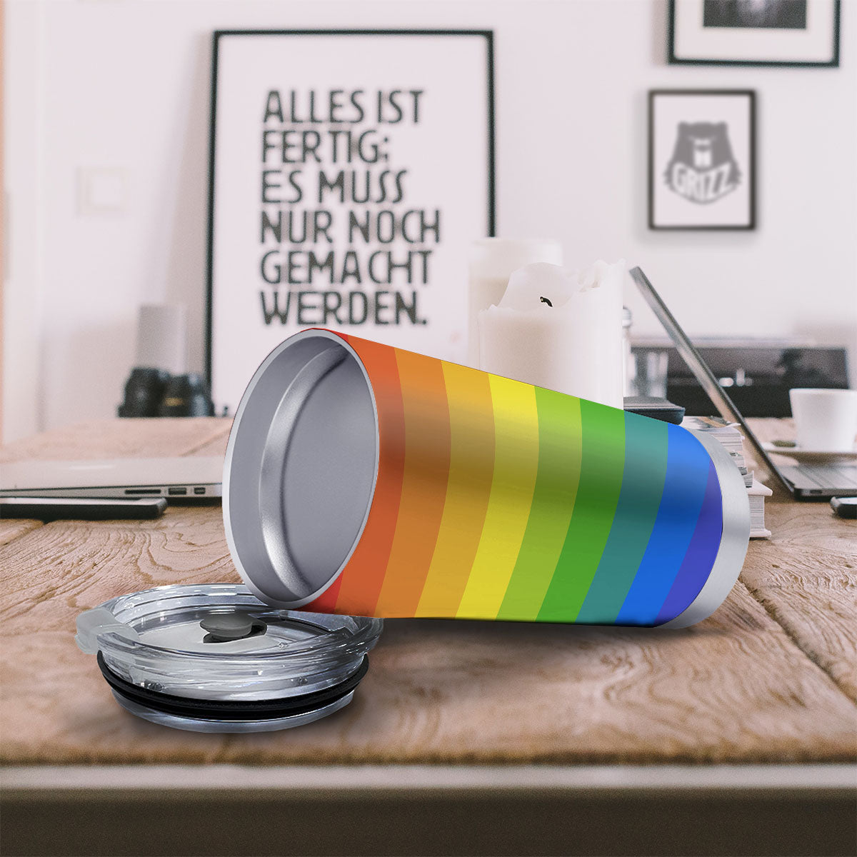 Rainbow Flag LGBT Pride Print Tumbler-grizzshop