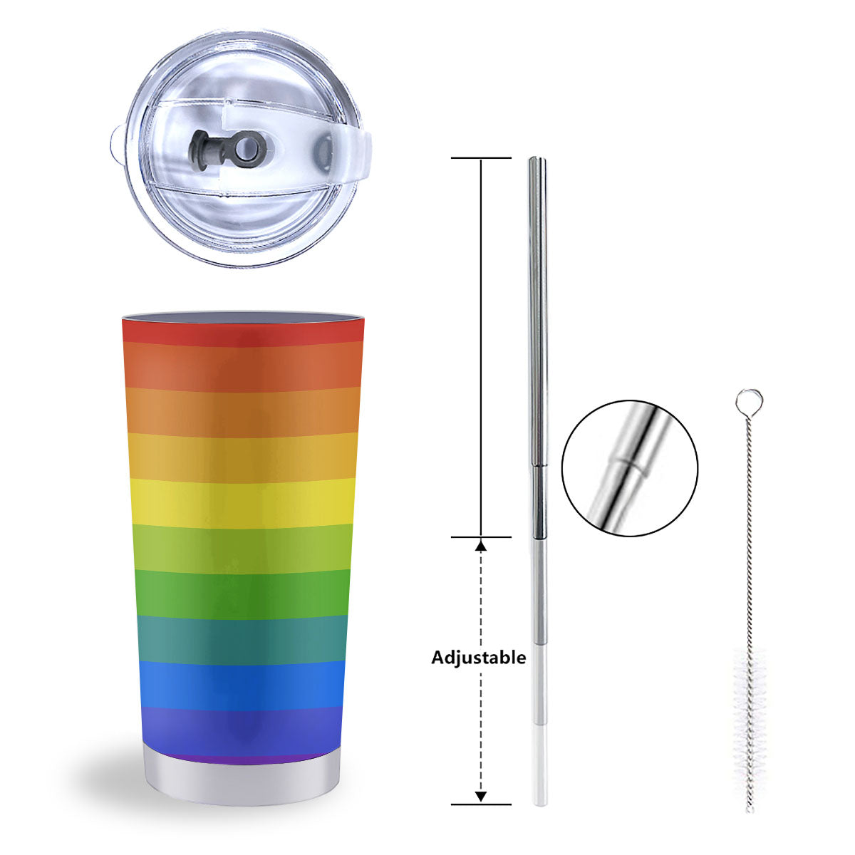 Rainbow Flag LGBT Pride Print Tumbler-grizzshop