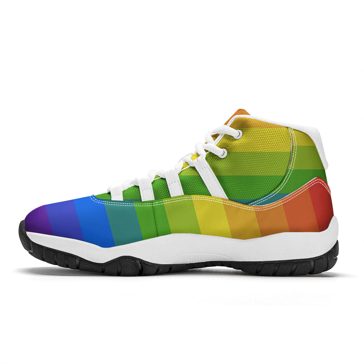 Rainbow Flag LGBT Pride Print White Bball Shoes-grizzshop