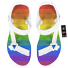 Rainbow Flag LGBT Pride Print White Open Toe Sandals-grizzshop