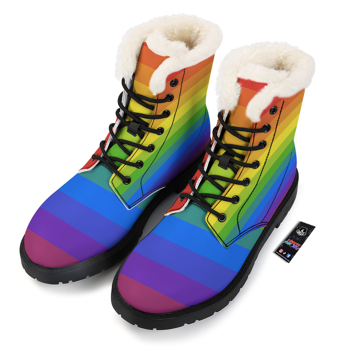 Rainbow Flag LGBT Pride Print Winter Boots-grizzshop