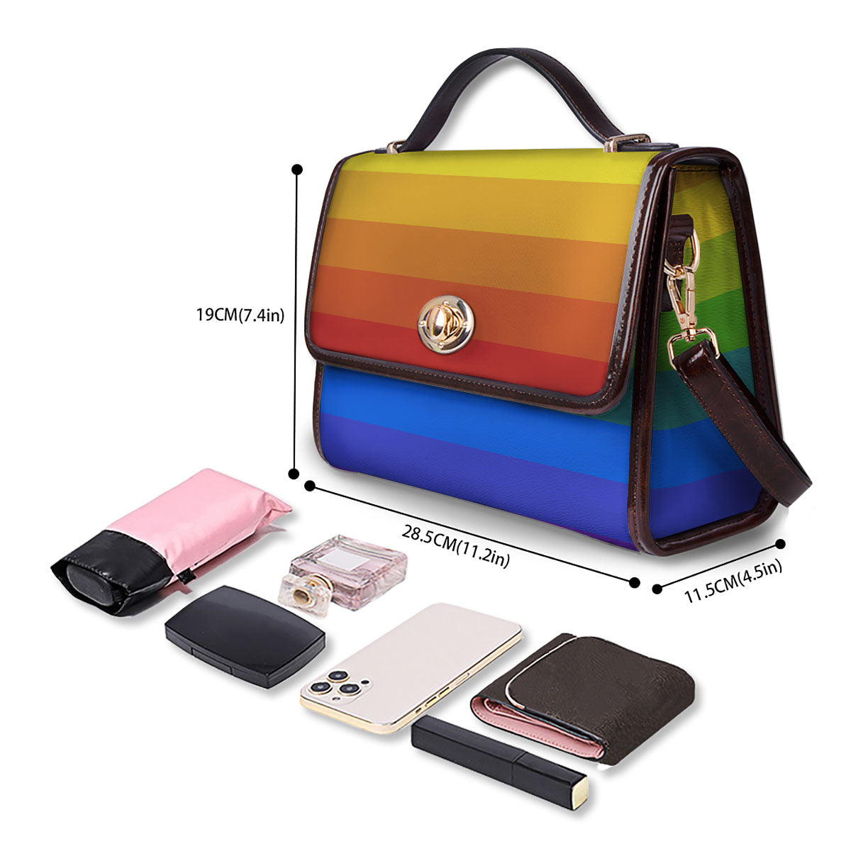 Rainbow Flag LGBT Pride Print Women's Satchel Bag-grizzshop