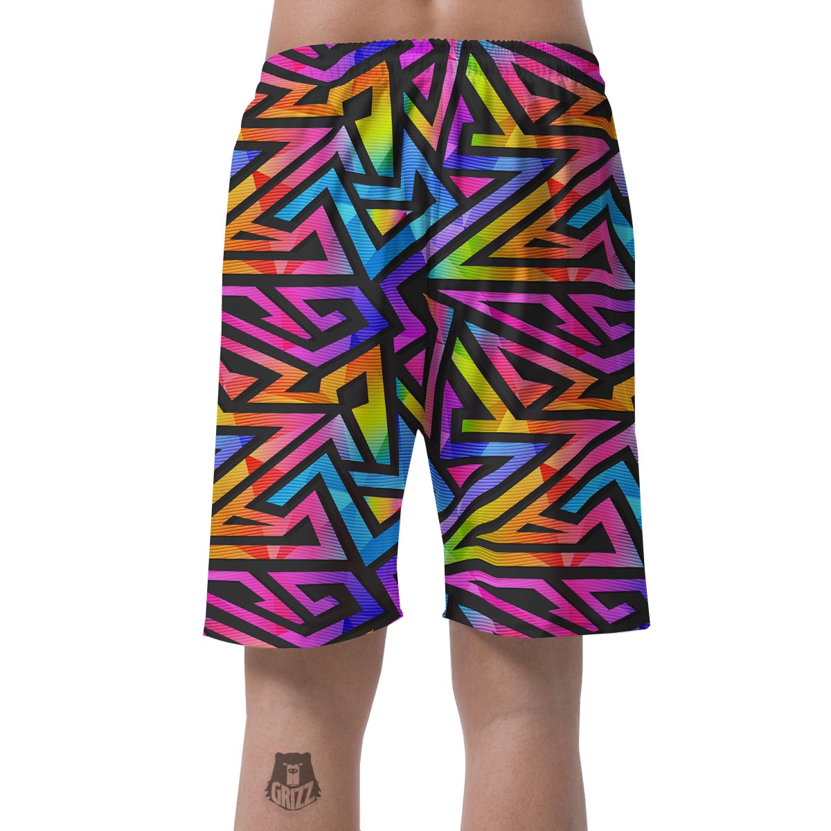 Rainbow Geometric Abstract Men's Shorts-grizzshop