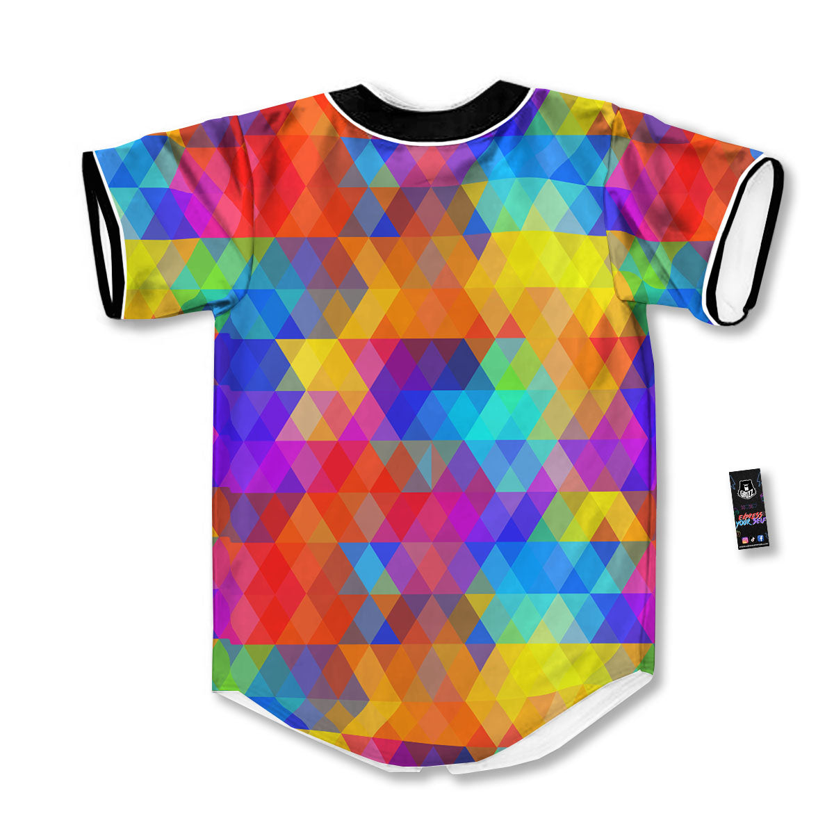 Rainbow Geometric Print Pattern Baseball Jersey-grizzshop