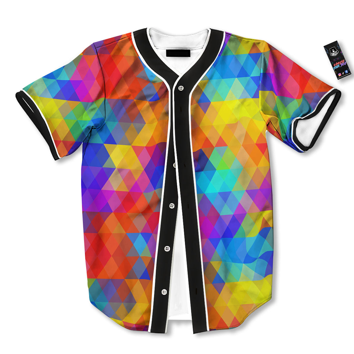Rainbow Geometric Print Pattern Baseball Jersey-grizzshop