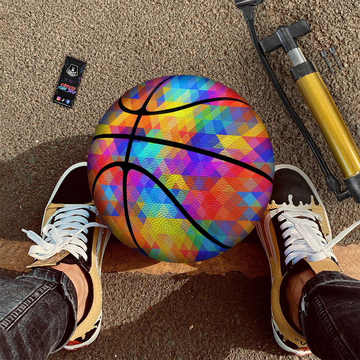 Rainbow Geometric Print Pattern Basketball-grizzshop