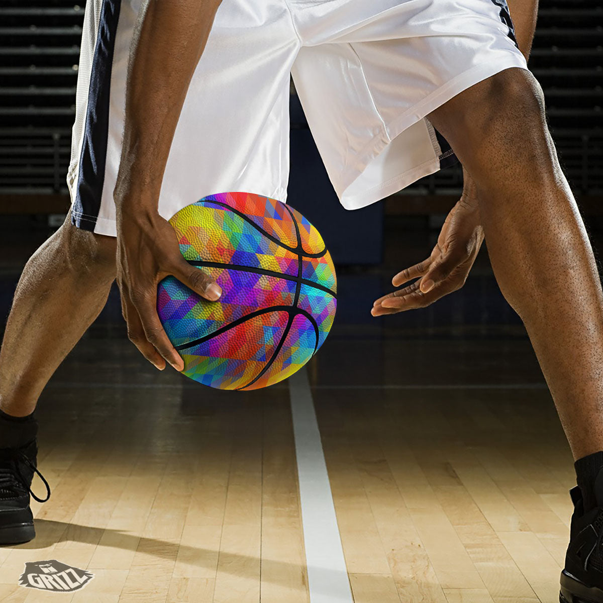 Rainbow Geometric Print Pattern Basketball-grizzshop