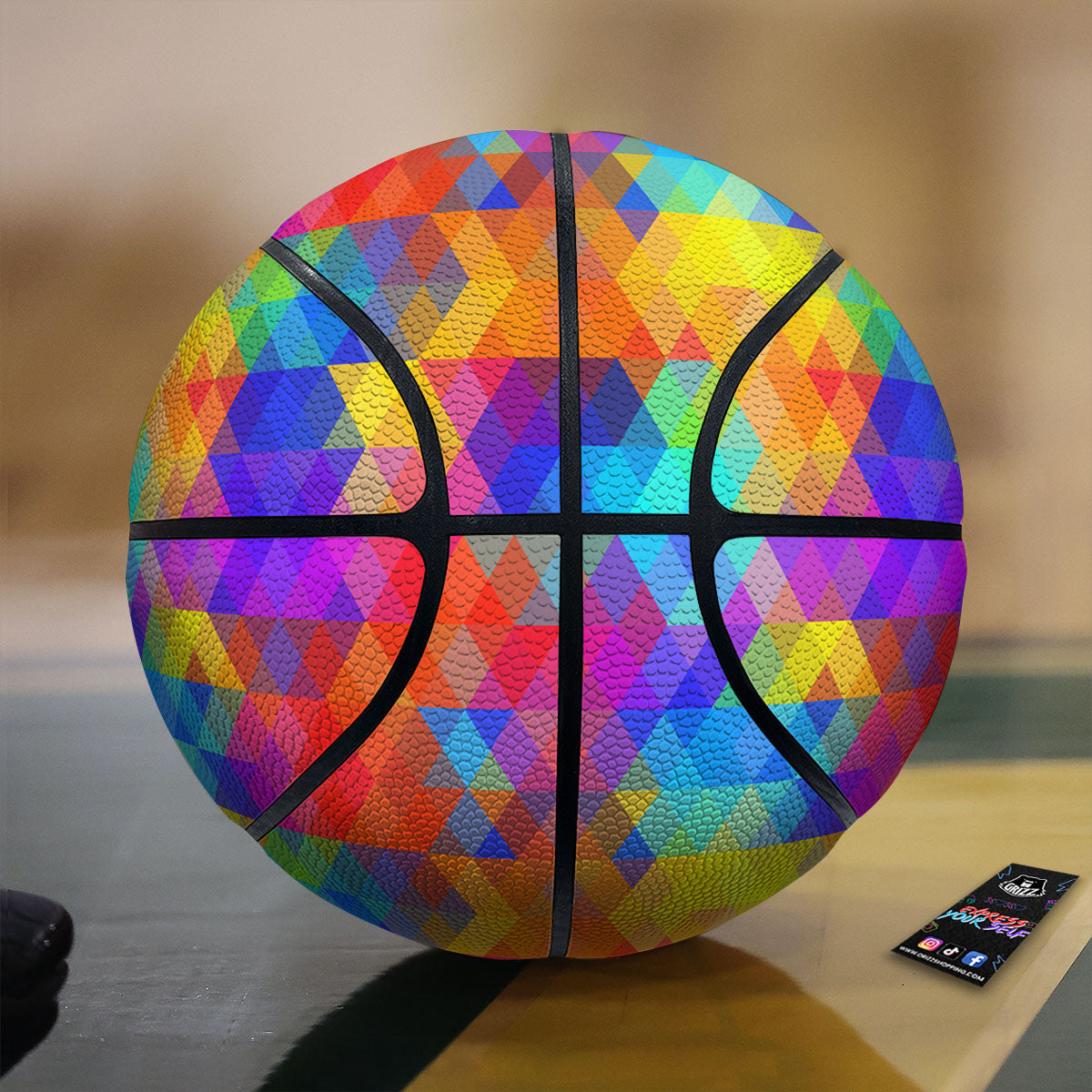 Rainbow Geometric Print Pattern Basketball-grizzshop