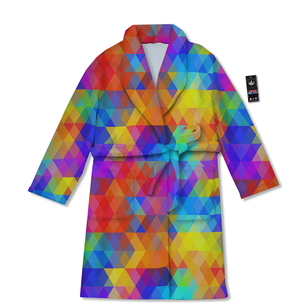 Rainbow Geometric Print Pattern Bathrobe-grizzshop