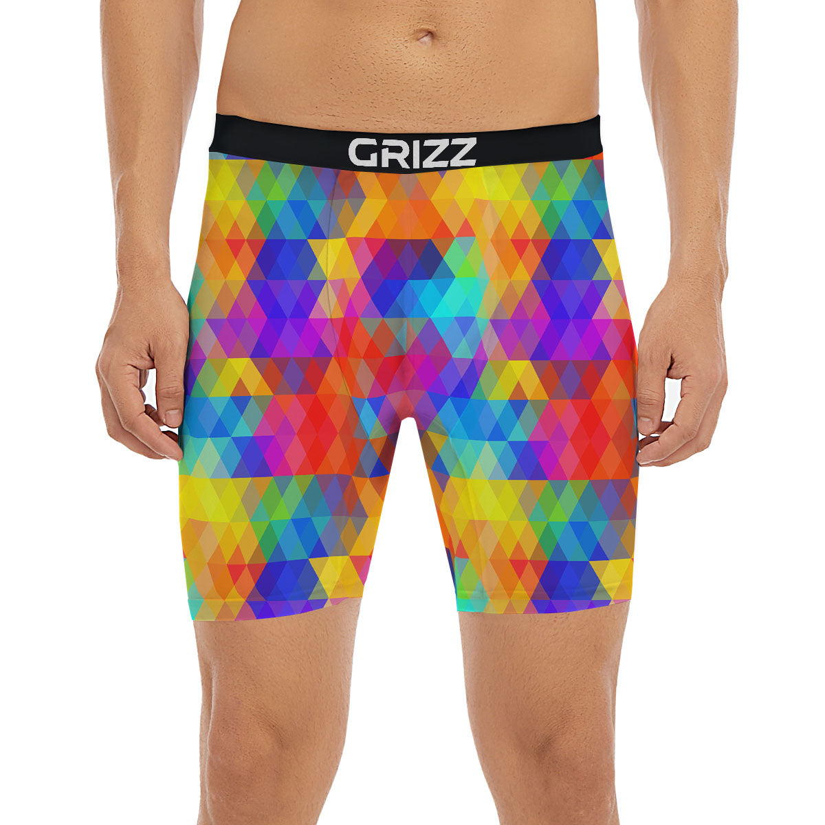 Rainbow Geometric Print Pattern Boxer Briefs-grizzshop