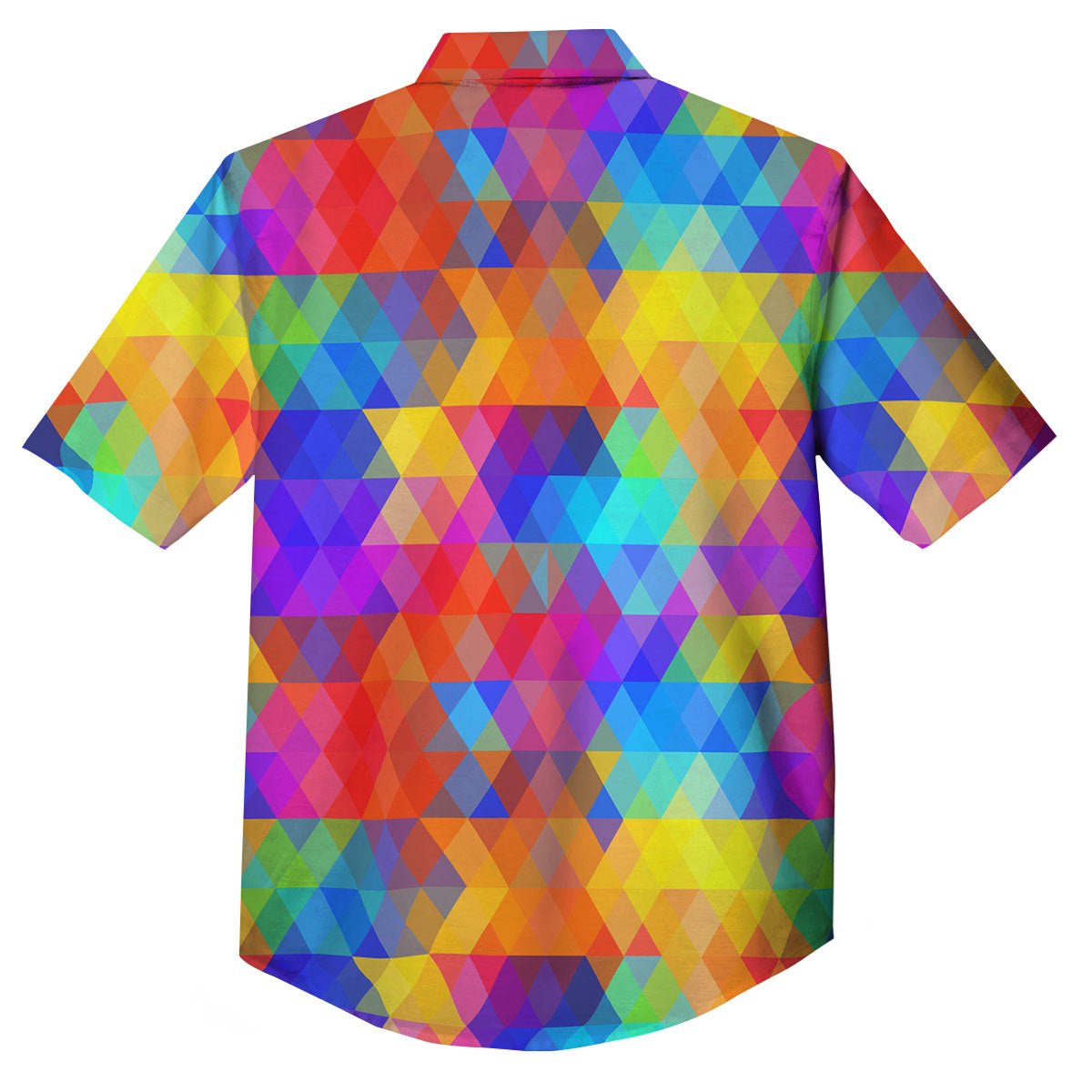 Rainbow Geometric Print Pattern Button Up Shirt-grizzshop