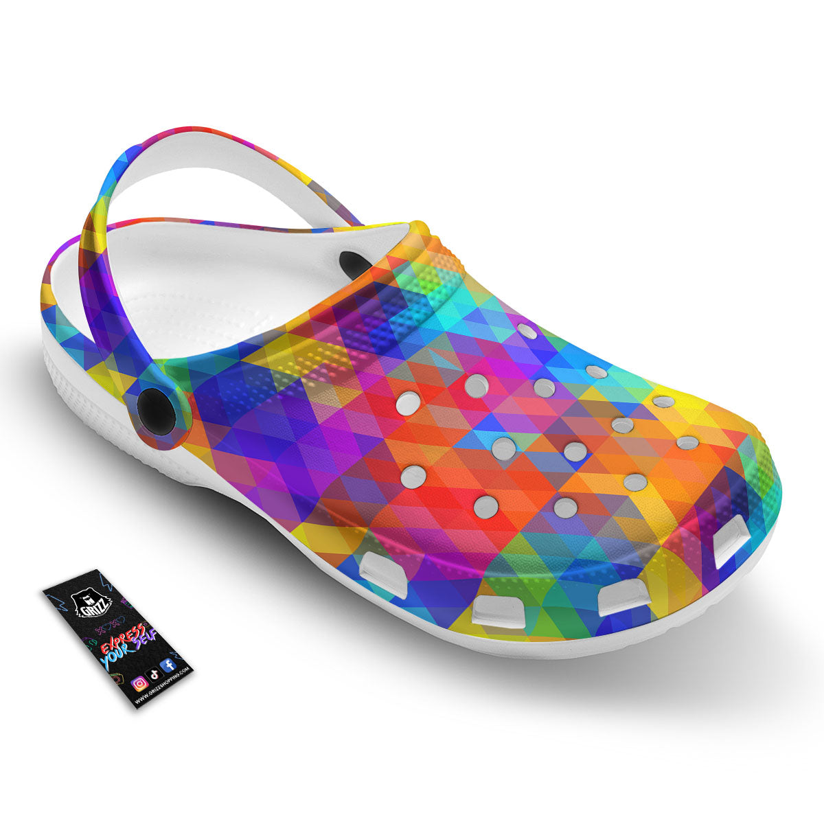 Rainbow Geometric Print Pattern Clog-grizzshop