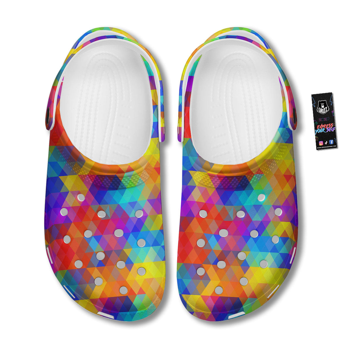 Rainbow Geometric Print Pattern Clog-grizzshop
