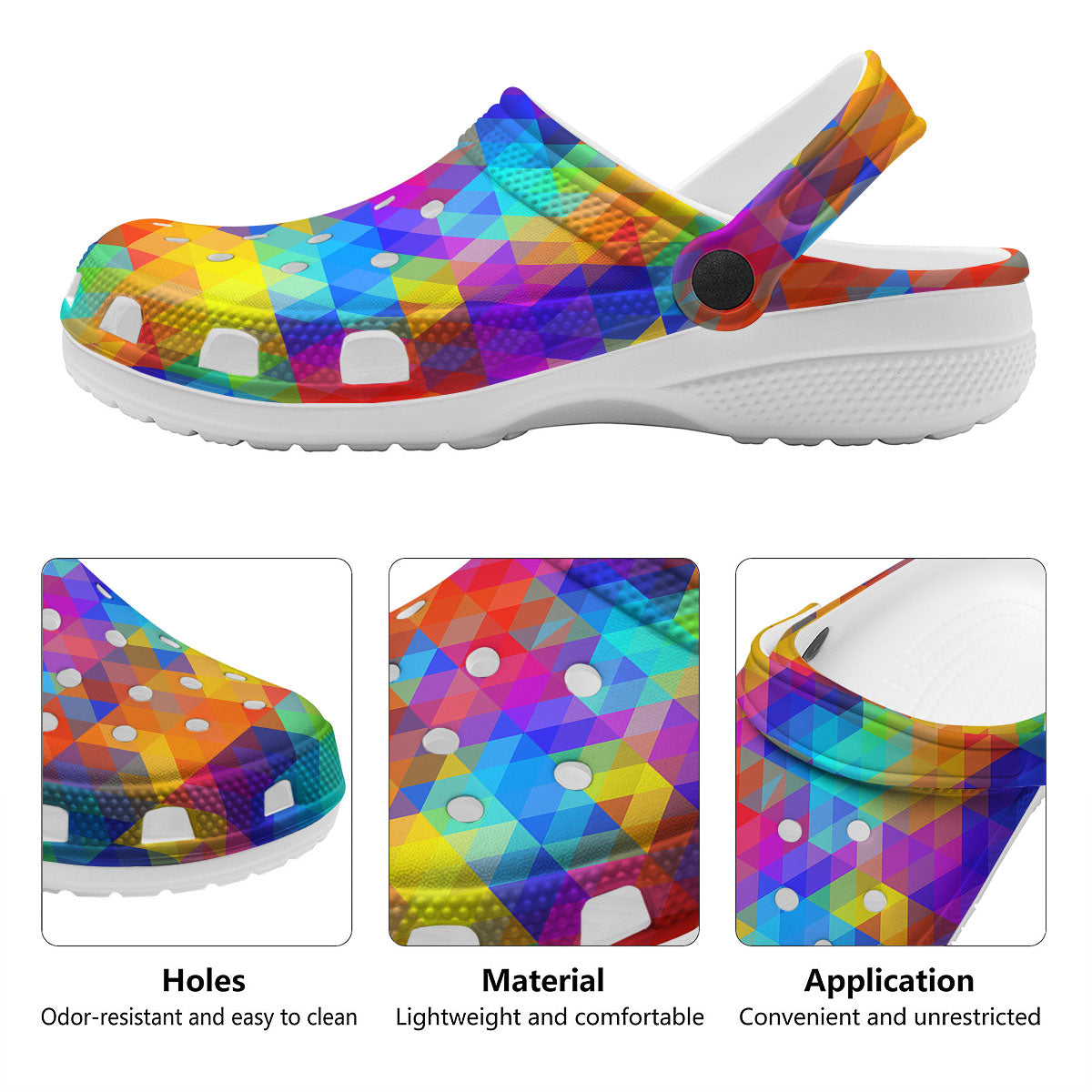 Rainbow Geometric Print Pattern Clog-grizzshop