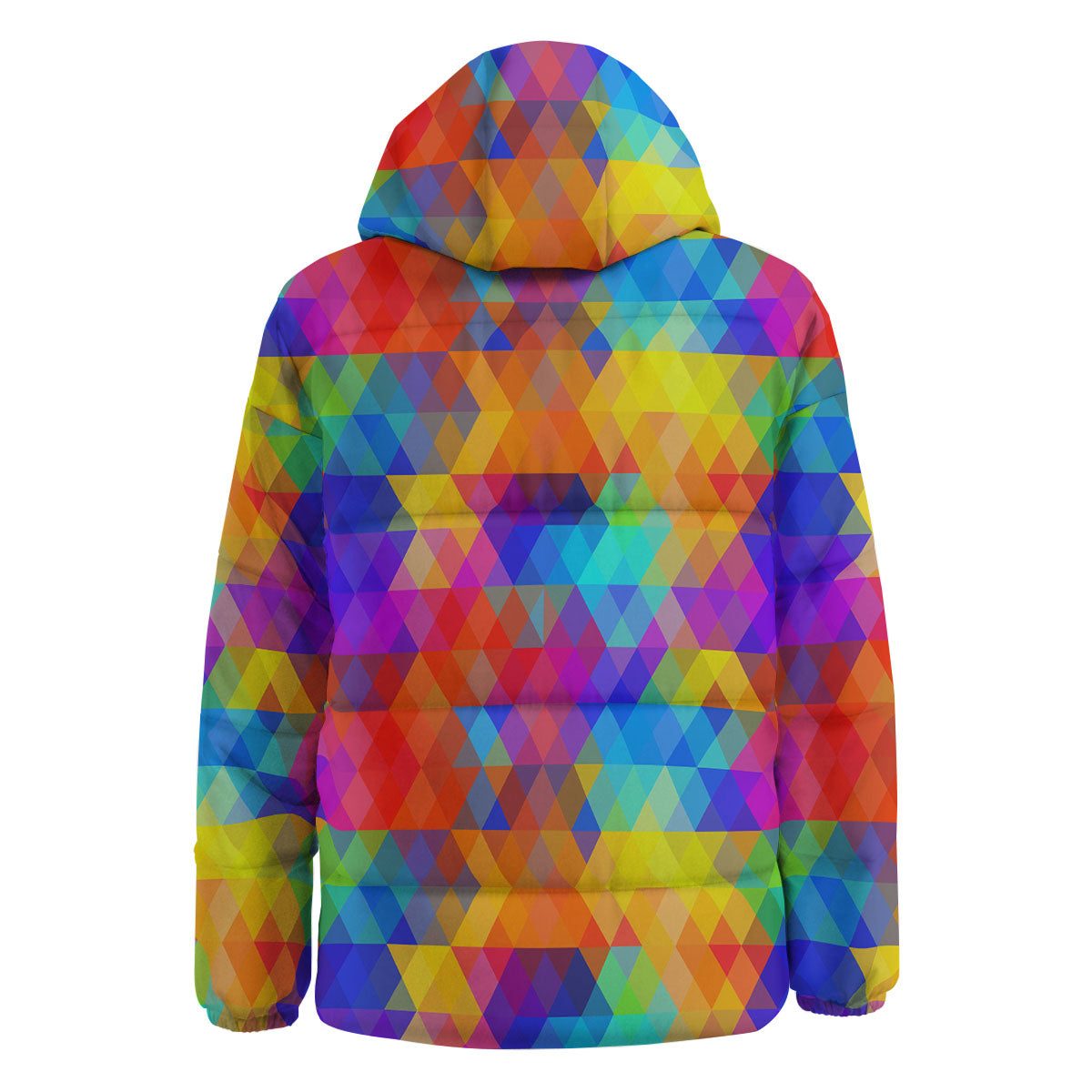 Rainbow Geometric Print Pattern Down Jacket-grizzshop